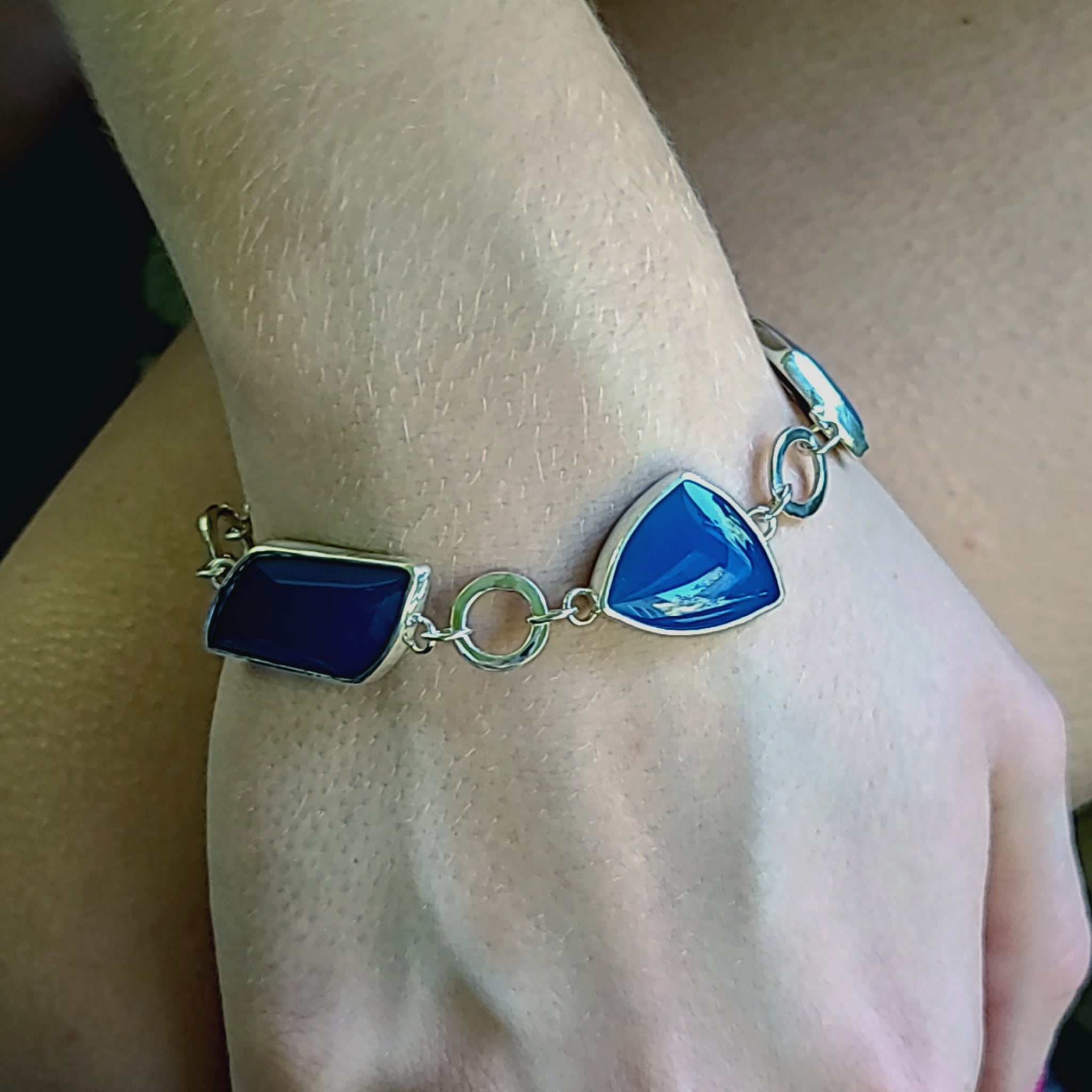 Blue Onyx Link Bracelet
