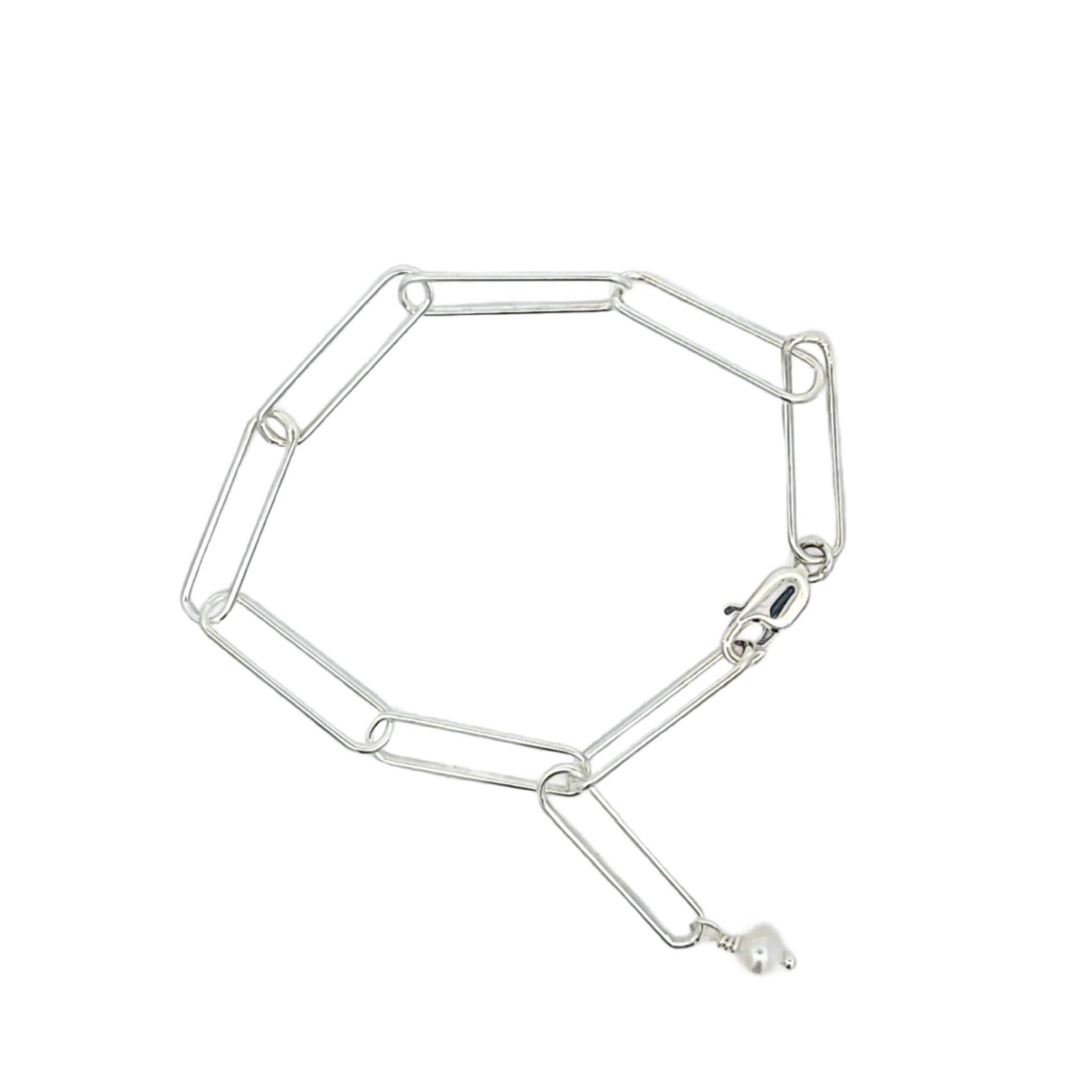 Paper Clip Bracelet with Freshwater Pearl
