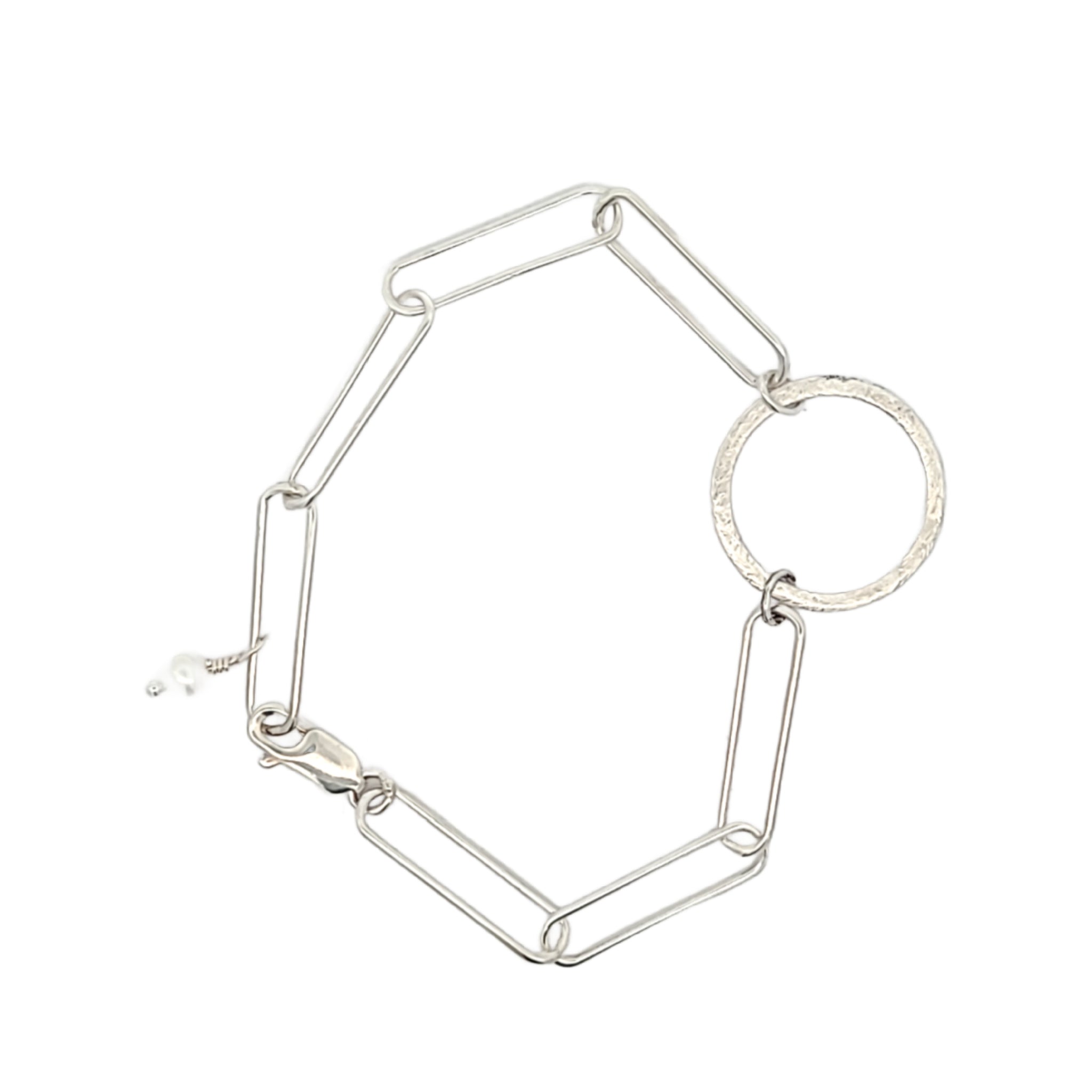 Long Oval and Circle Bracelet with a Freshwater Pearl