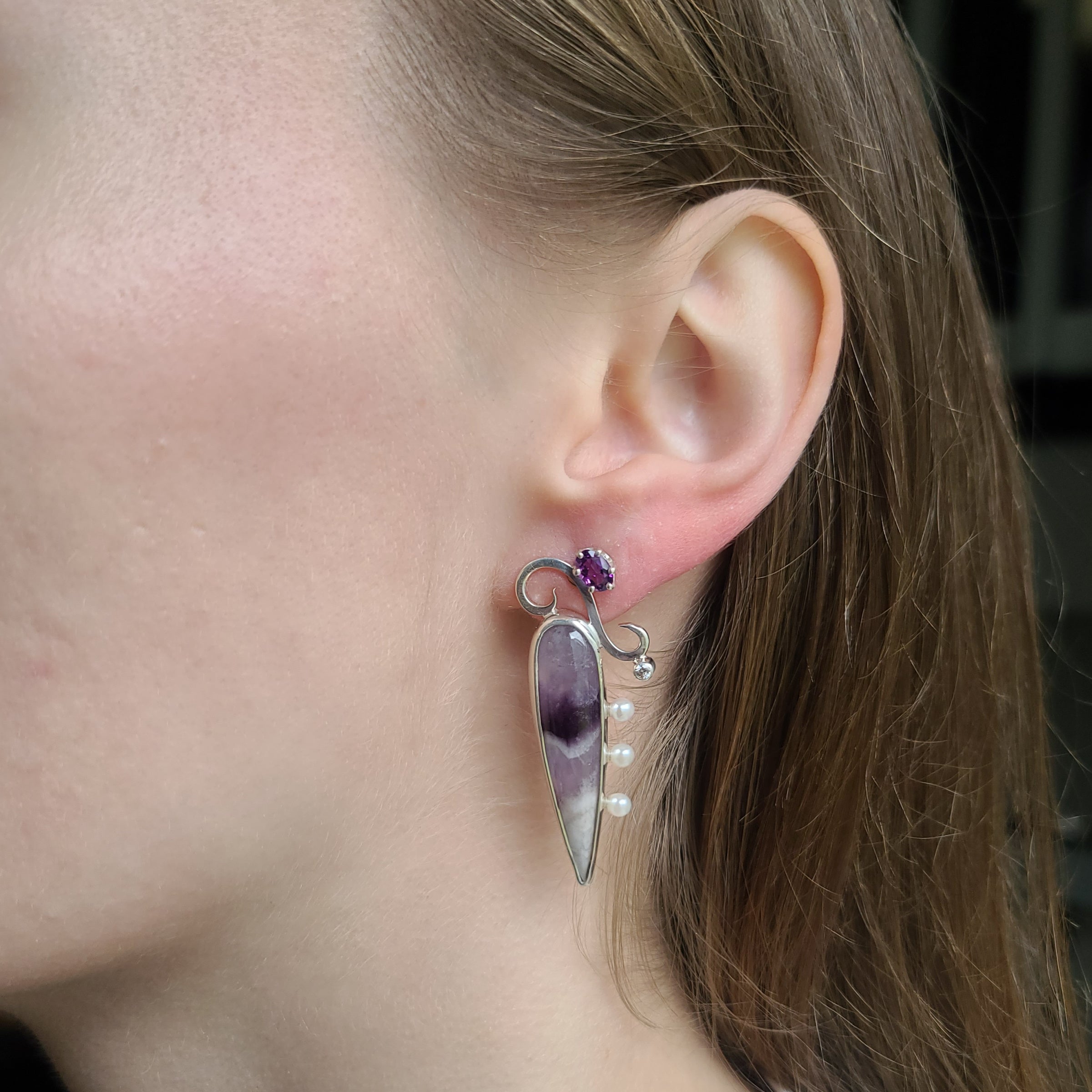 Chevron Amethyst Earrings