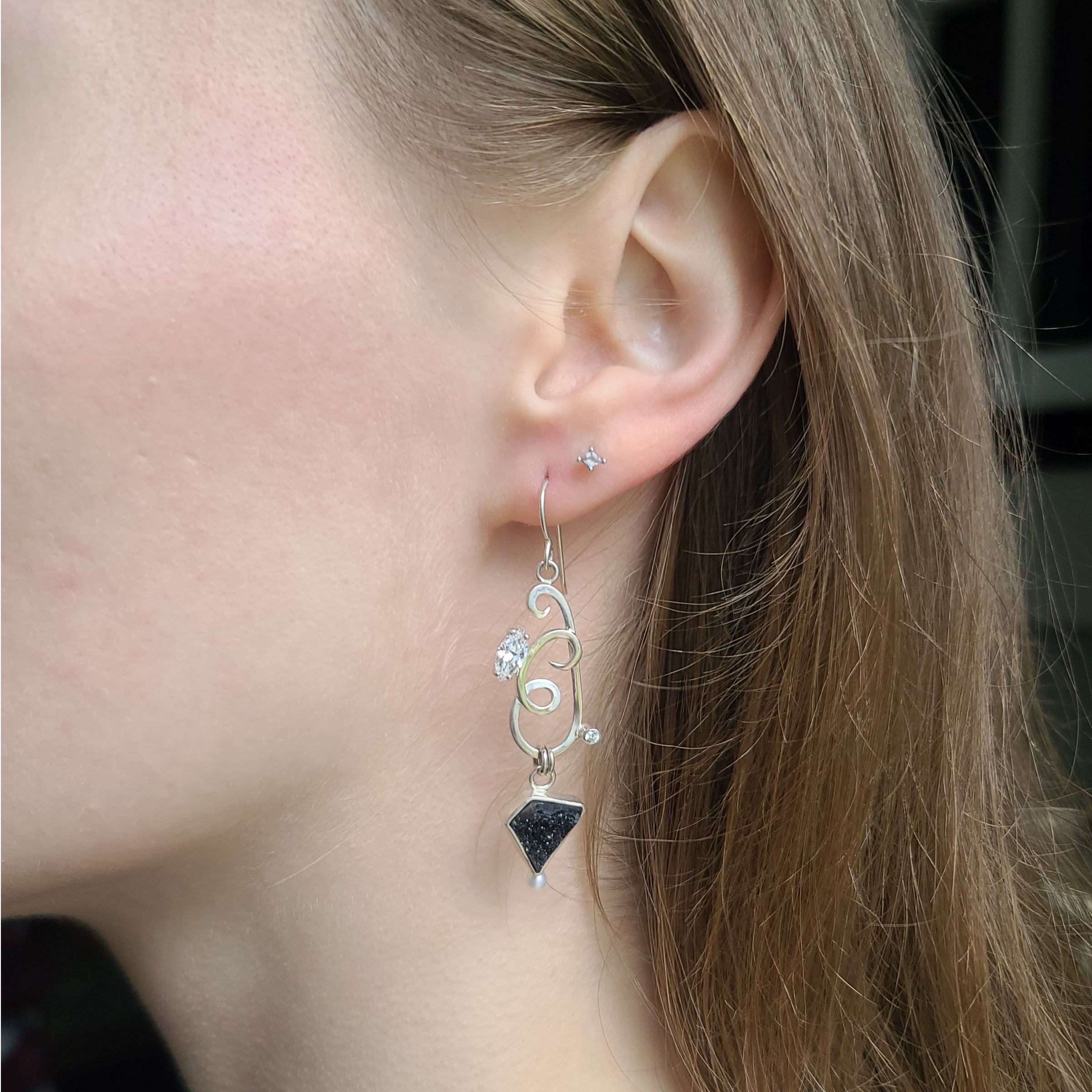 Brazilian Black Drusy Earrings