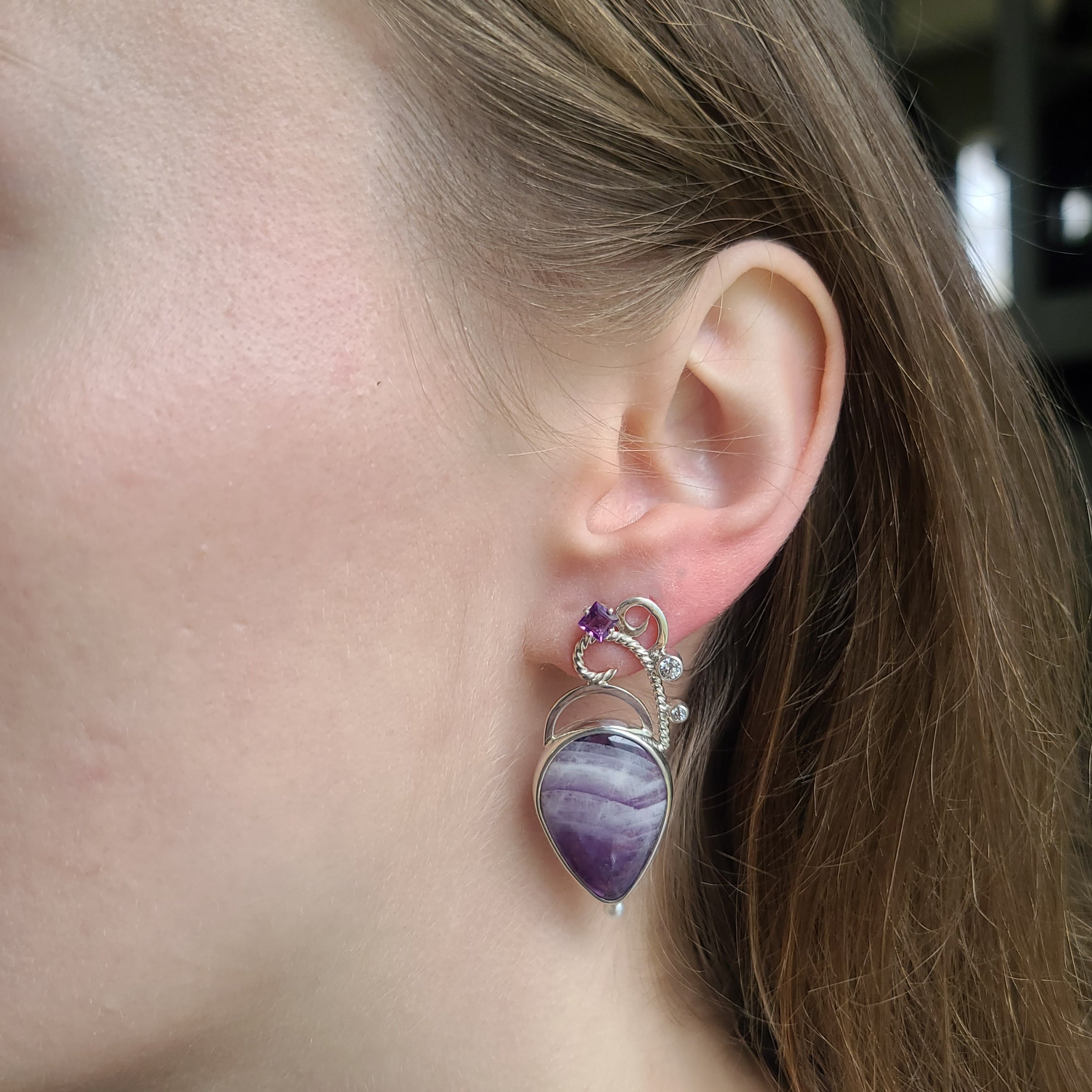 Chevron Amethyst Earrings