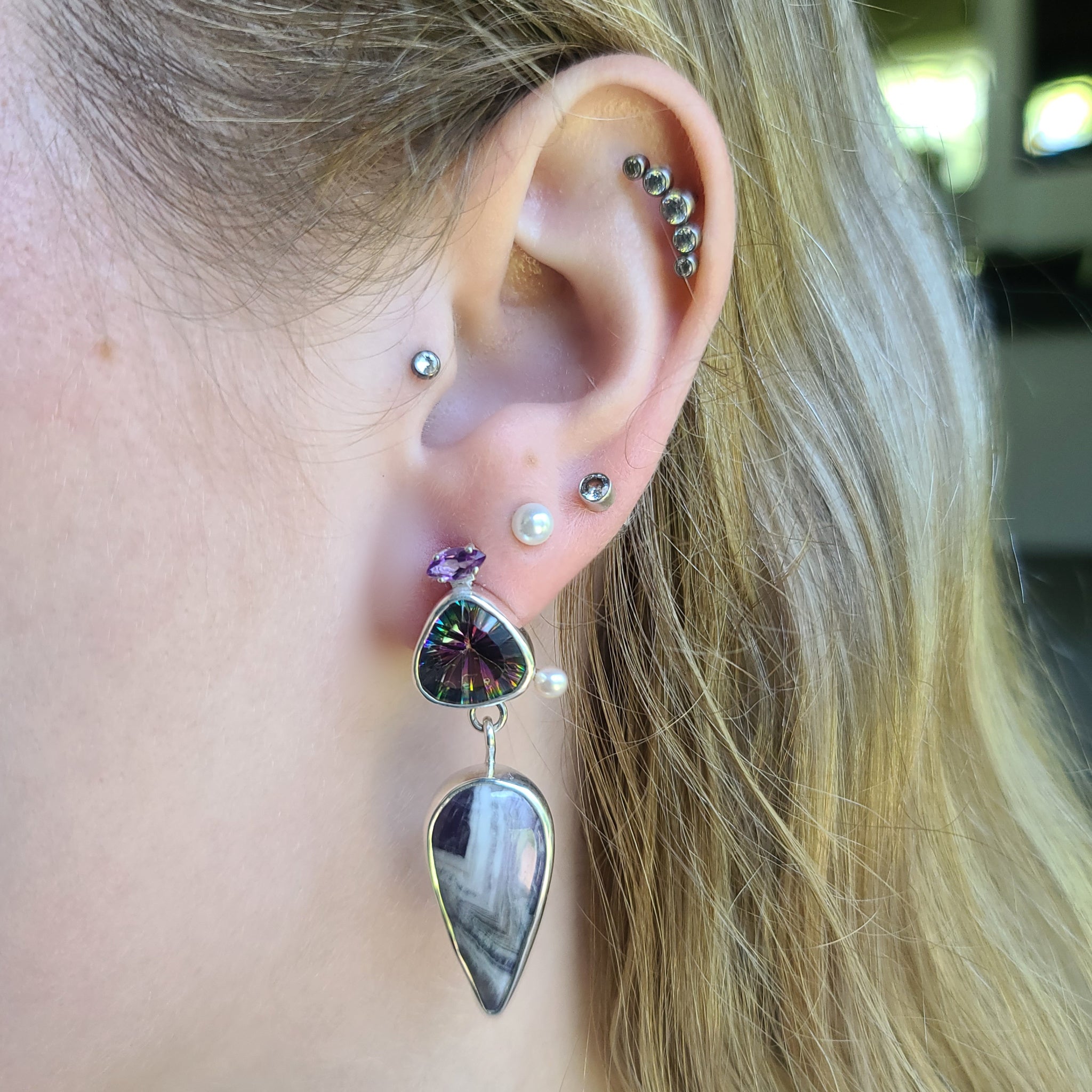 Mystic Topaz and Amethyst Earrings