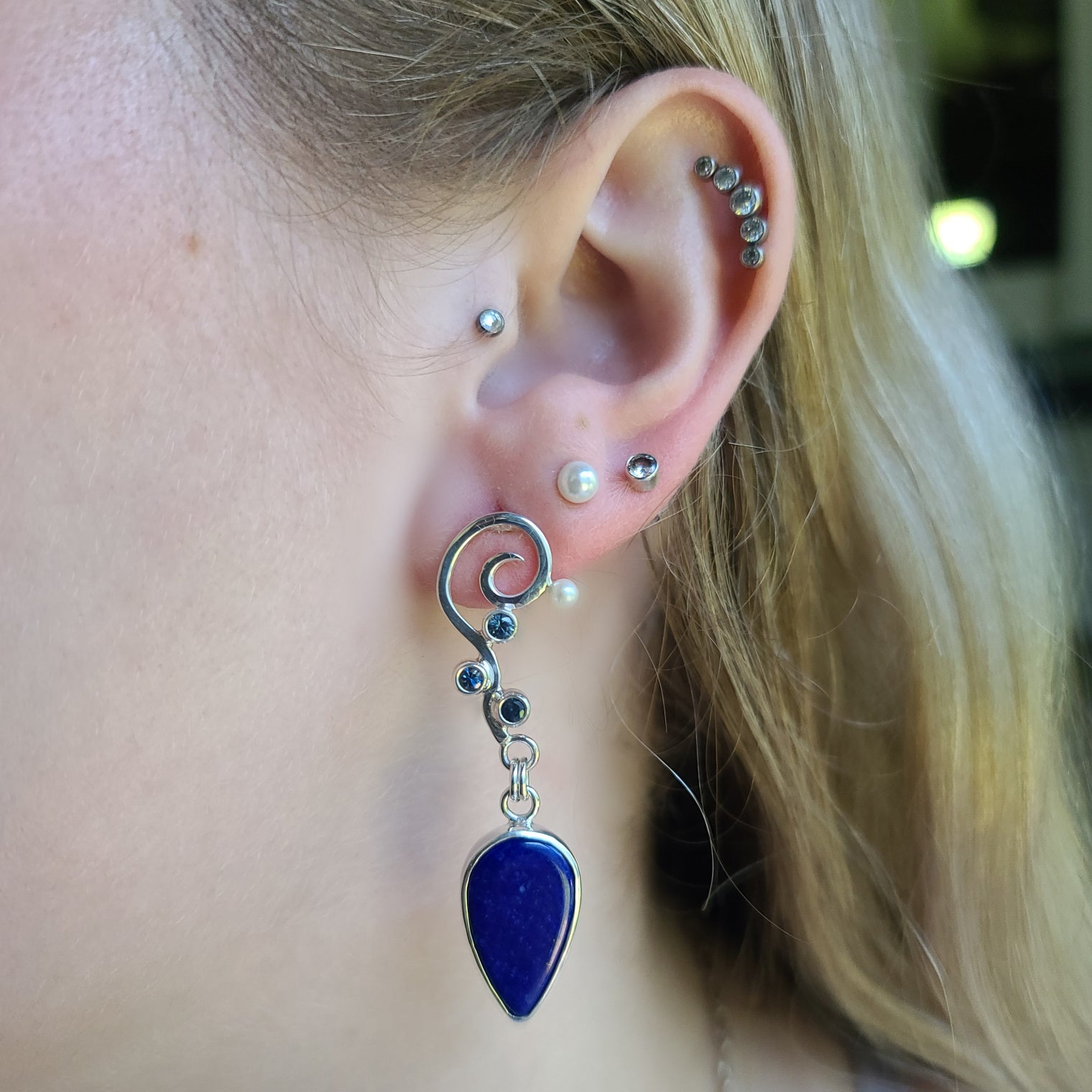 Lapis and Sapphire Earrings