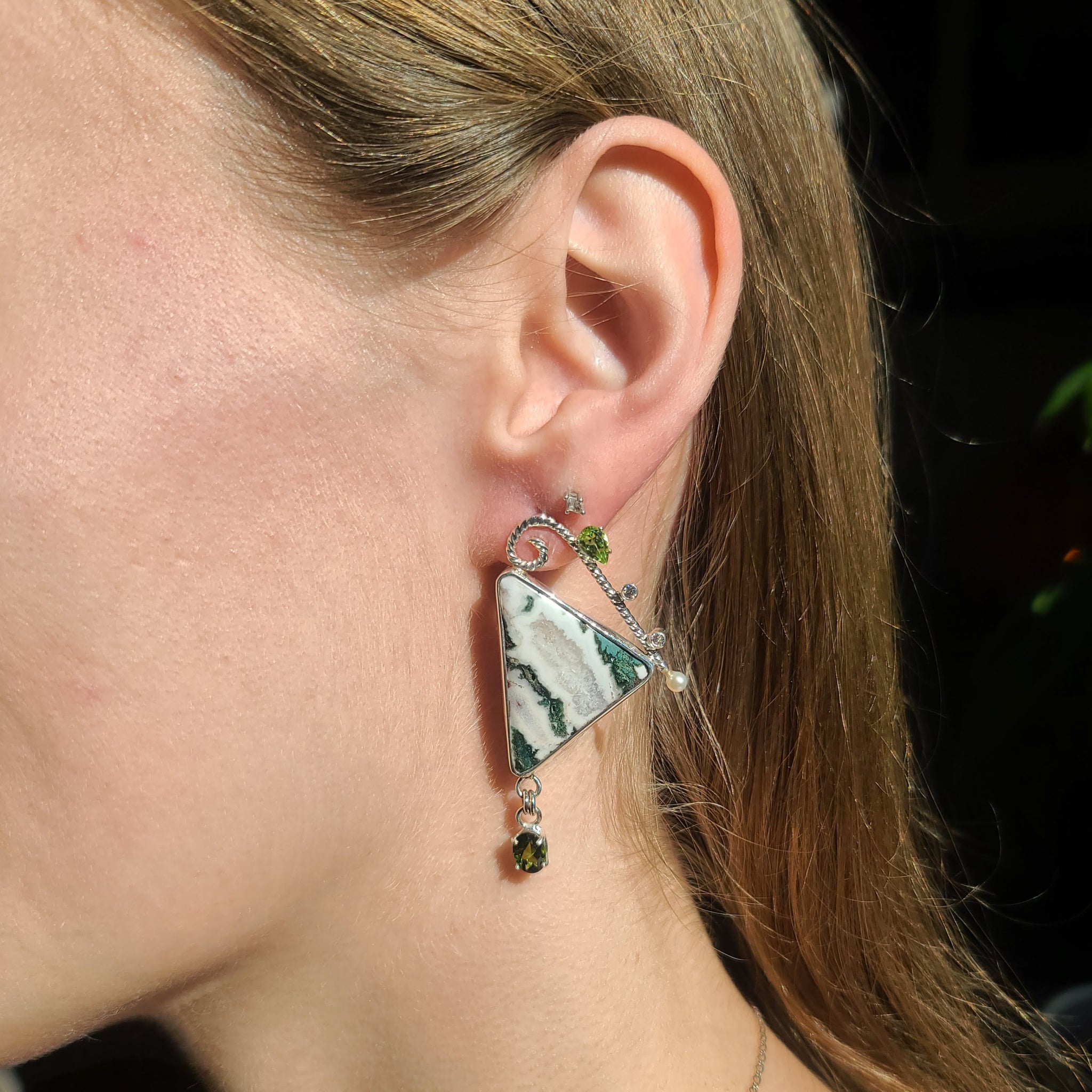 Bladed Malachite Earrings