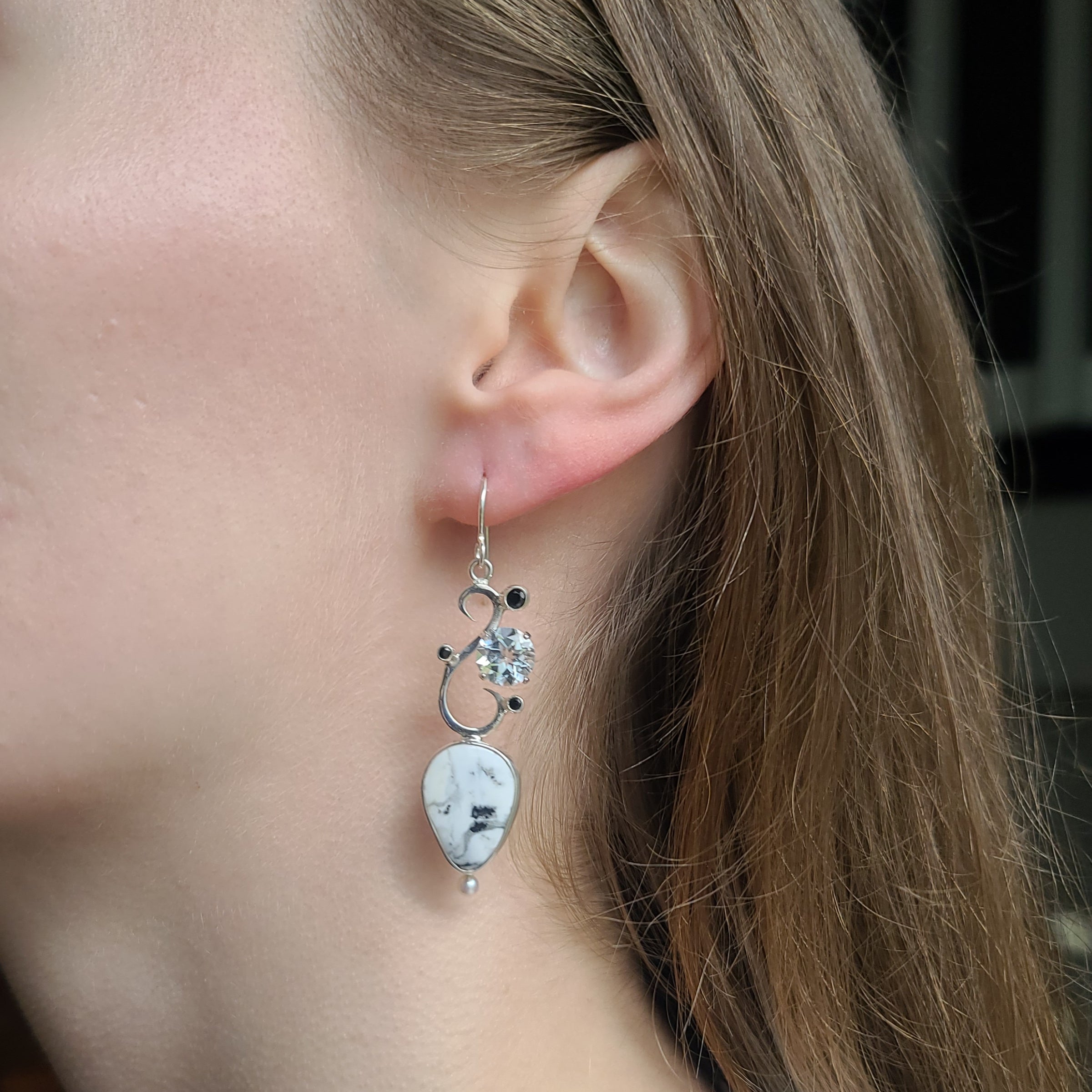 White Buffalo Turquoise Earrings