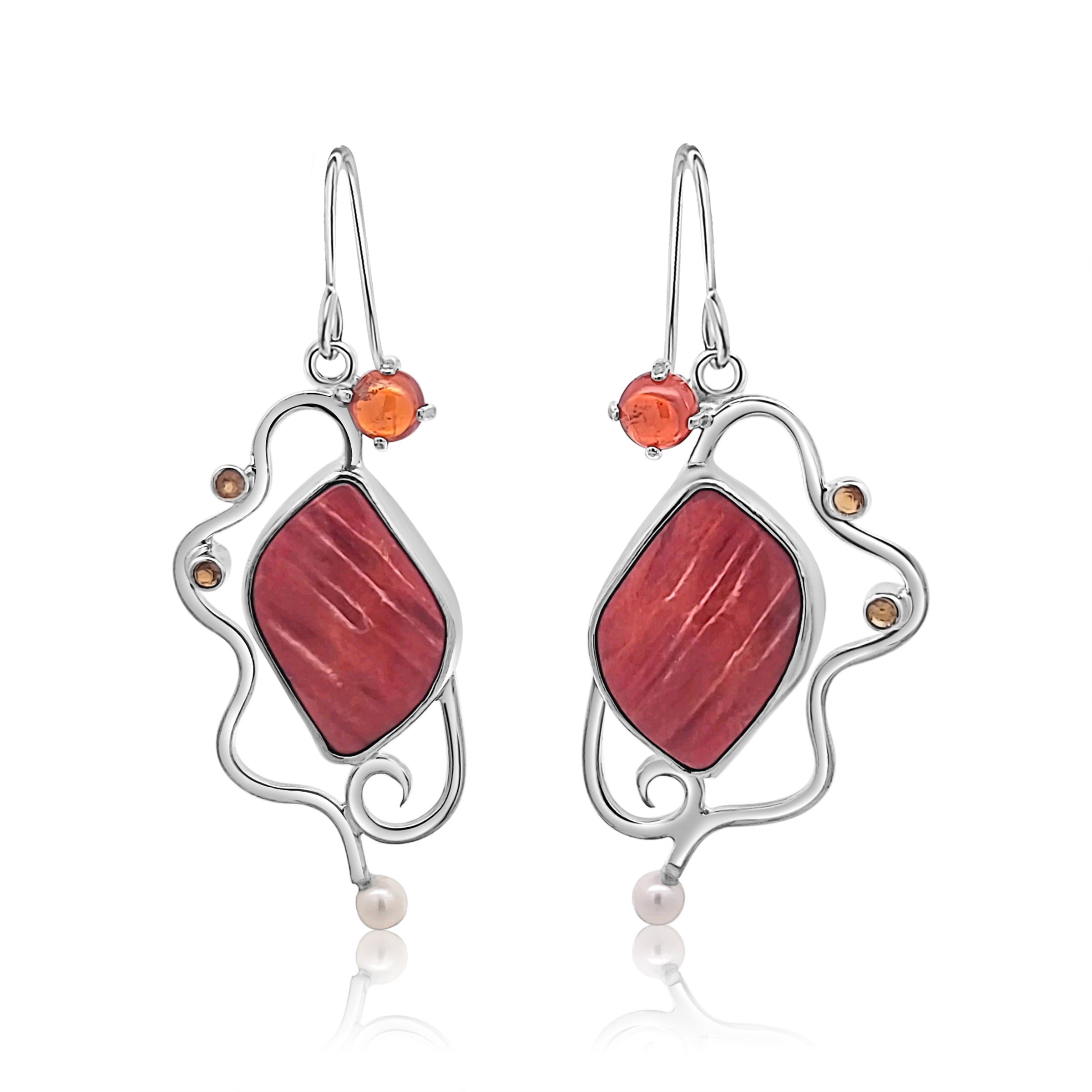 Spiced Coral Spiny Oyster Shell Twist Earrings