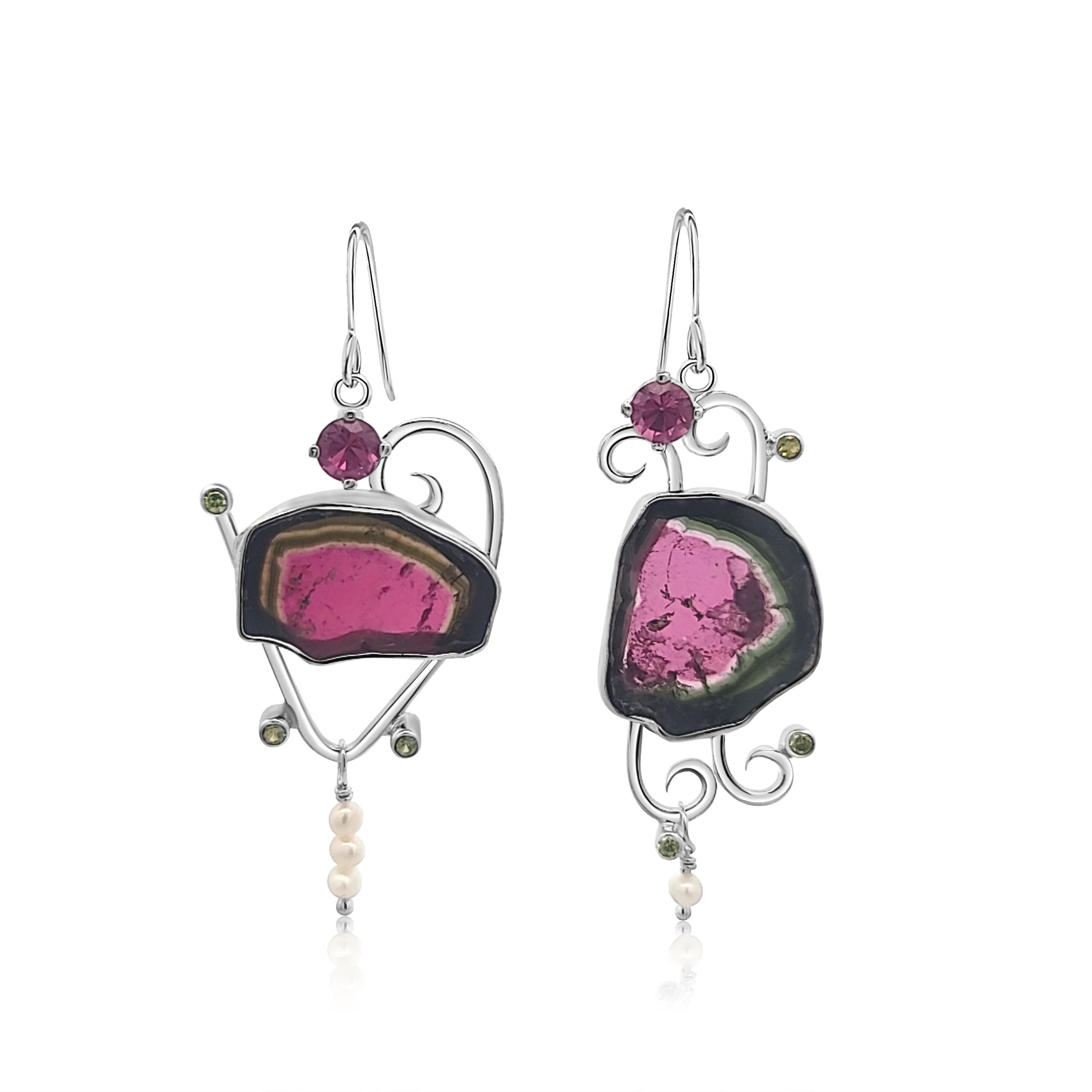 Slice of Summer Watermelon Tourmaline Earrings