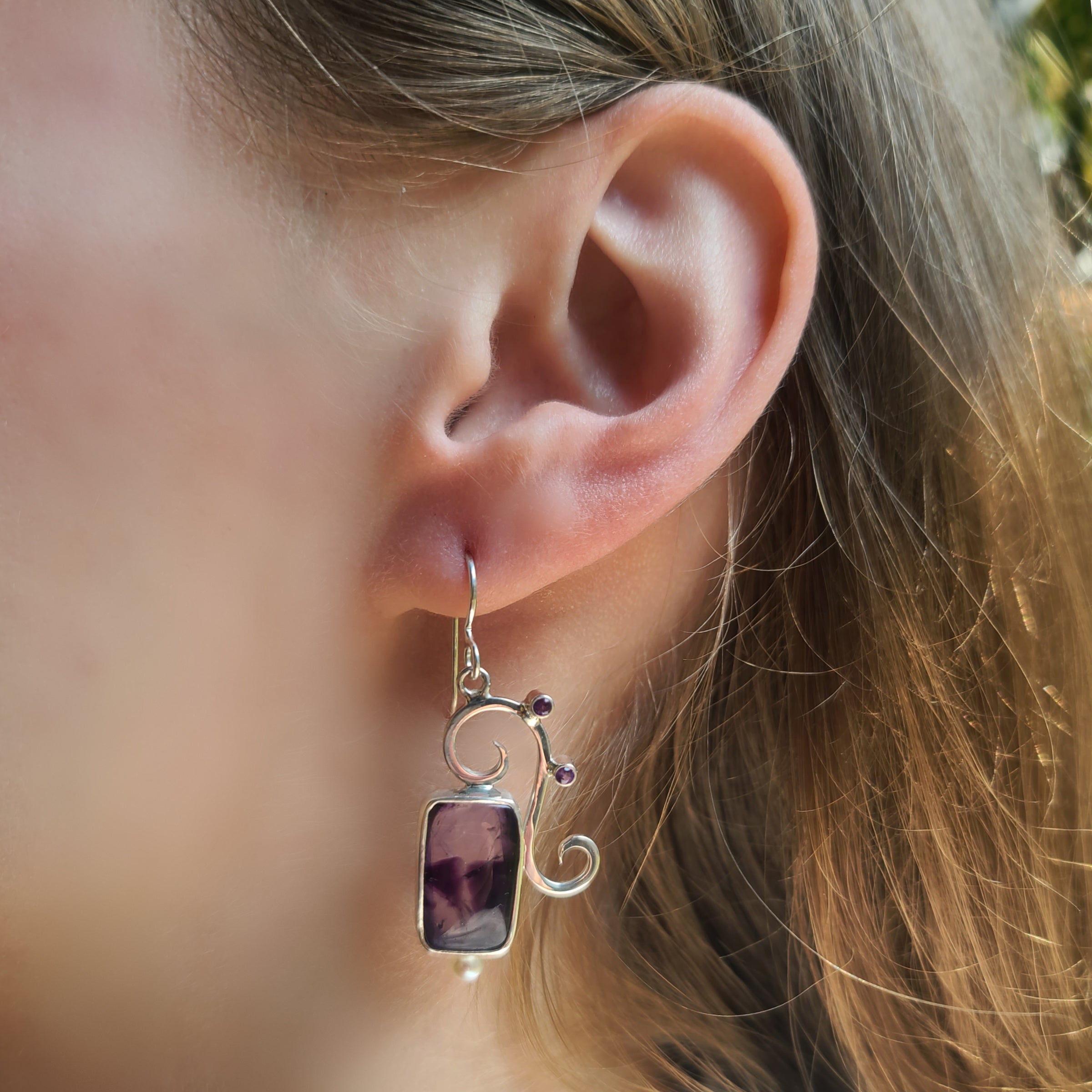 Enchanted Vine Trapiche Amethyst Earrings