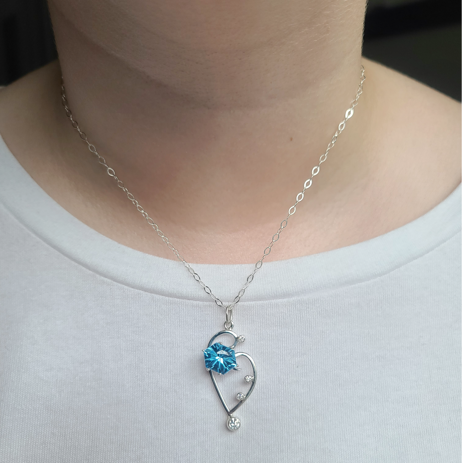 Fancy Cut Blue Topaz Pendant