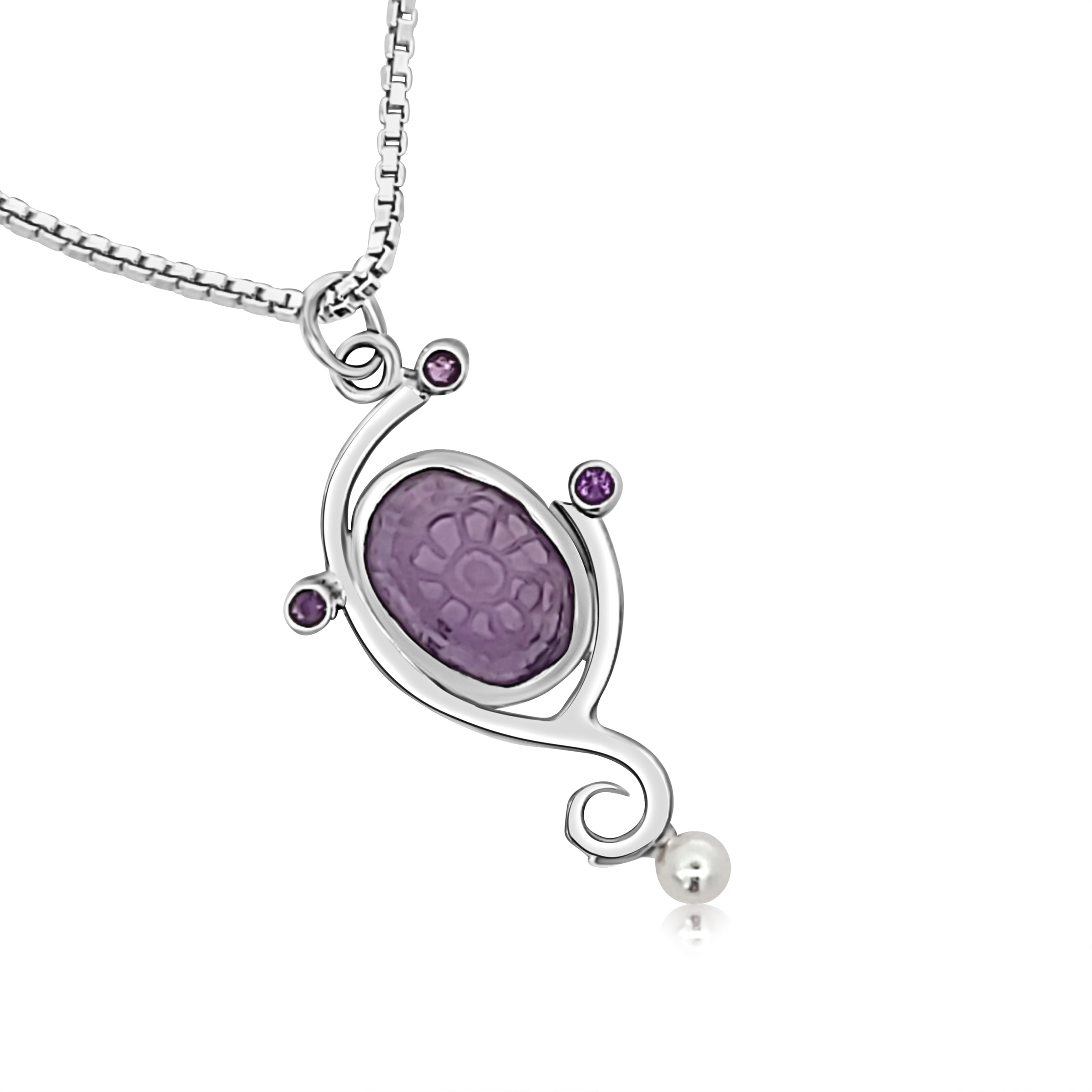 Twinkle Vine Carved Amethyst Pendant