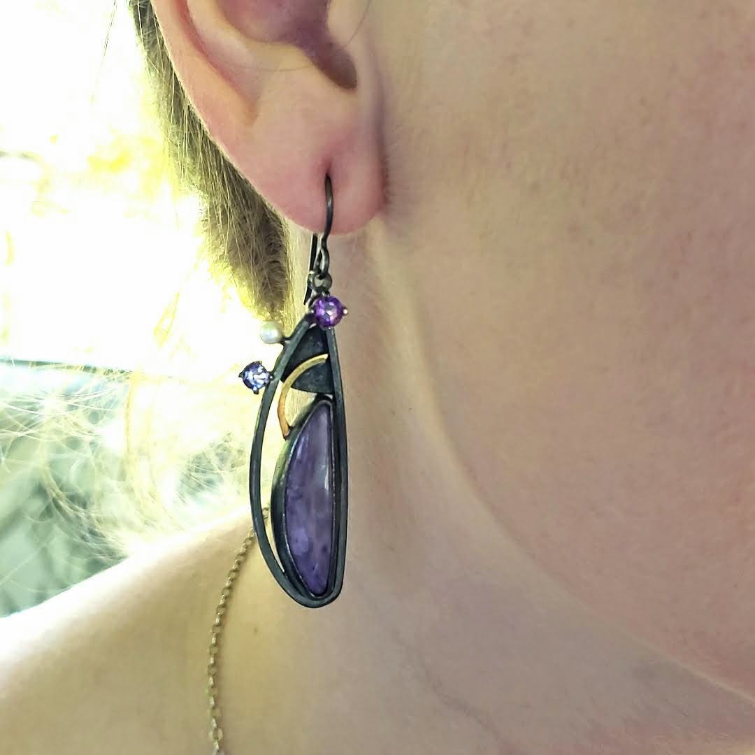 Charoite Earrings - kim crocker designs