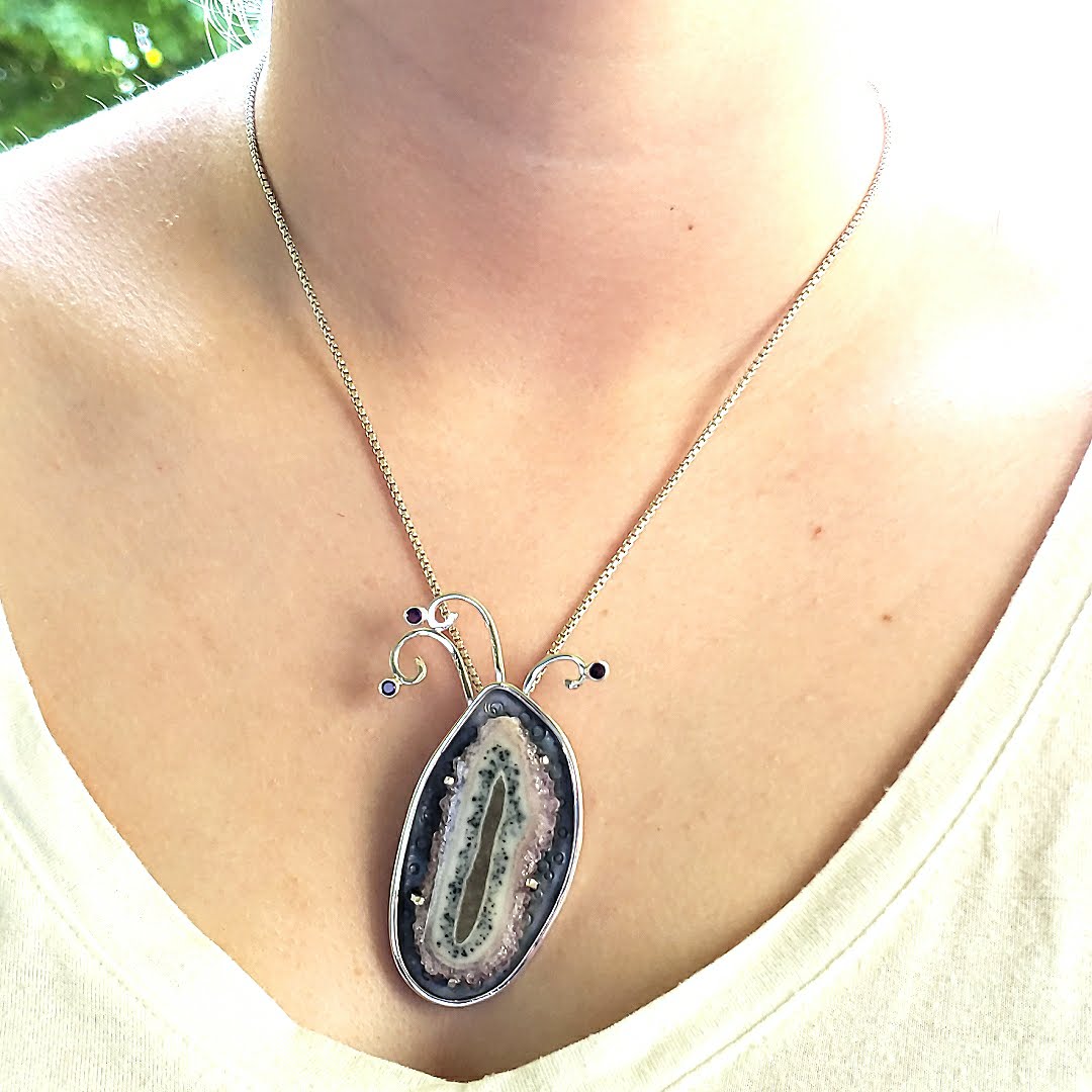 Amethyst Geode Pin~Pendant - kim crocker designs