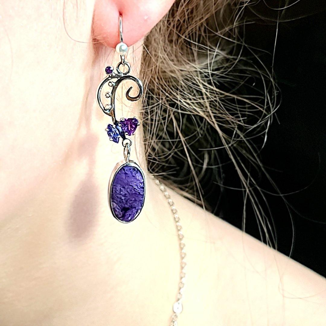 Charoite Earrings - kim crocker designs