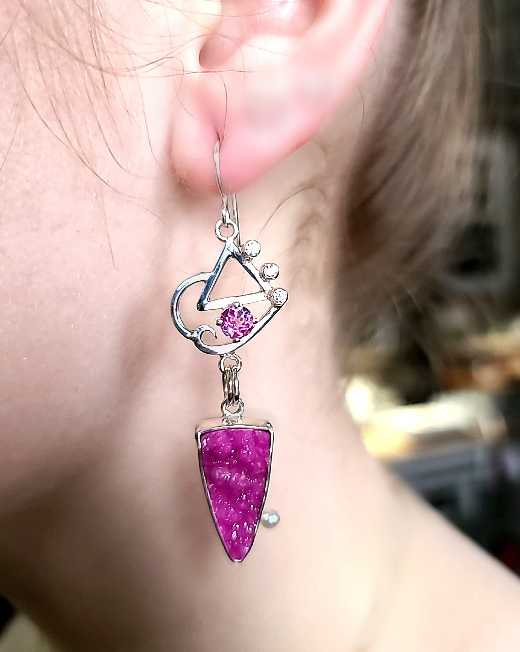 Pink Drusy Earrings