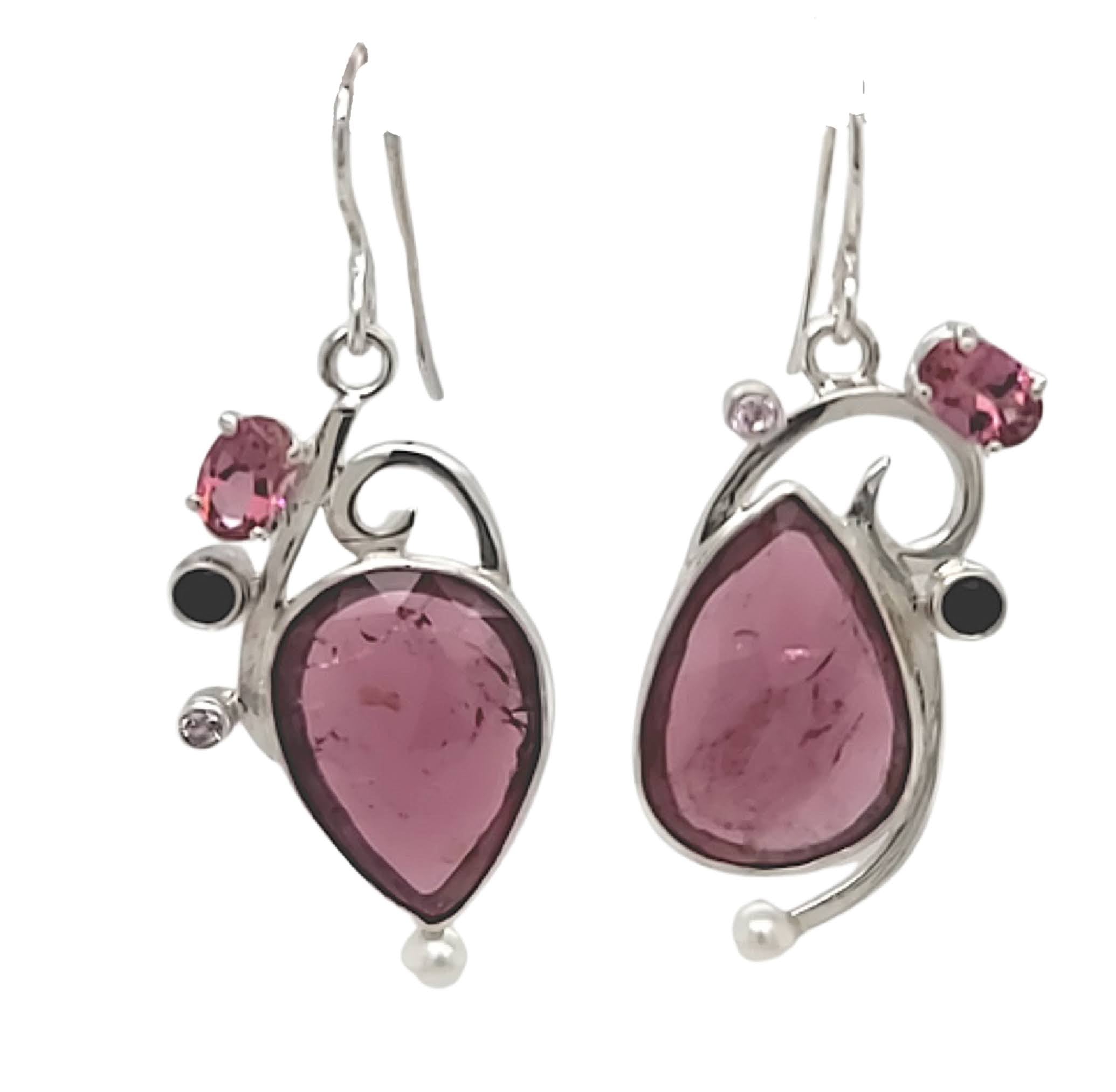 Faceted Rubellite Earrings