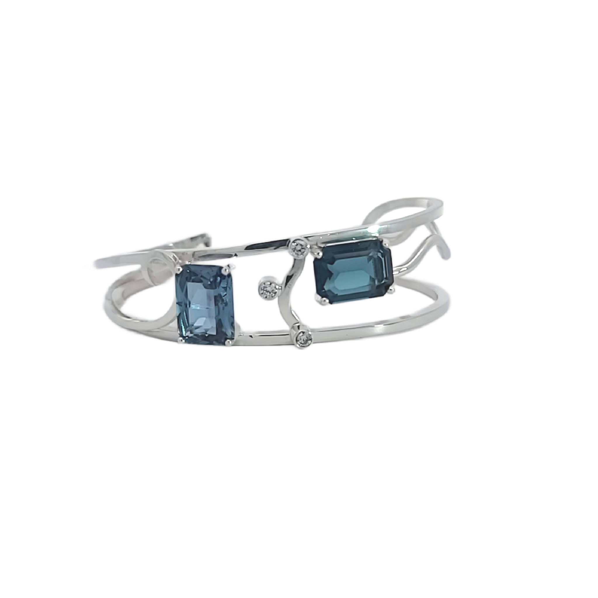 London Blue Topaz and Cubic Zirconia Cuff Bracelet