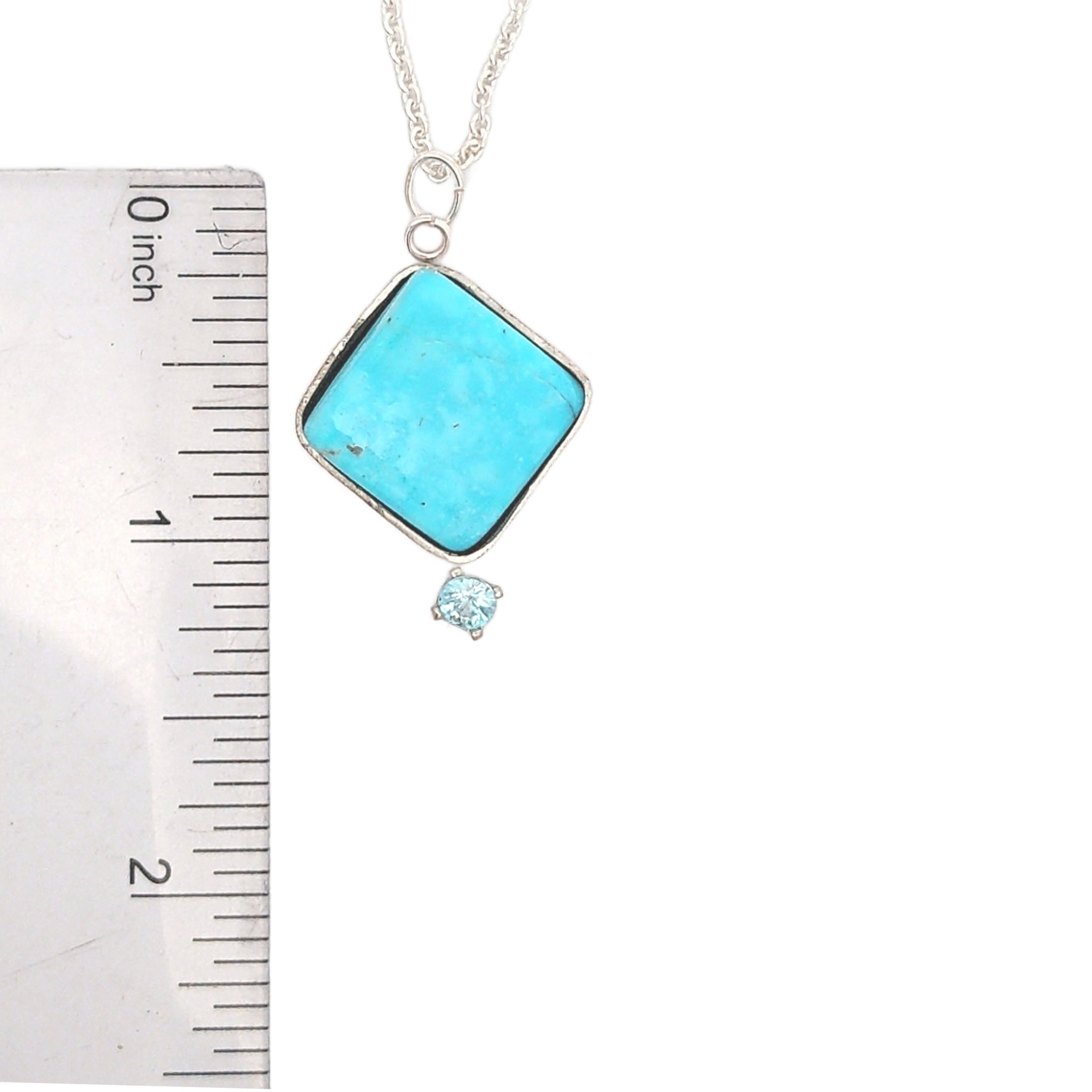 Persian Turquoise with Blue Zircon Pendant