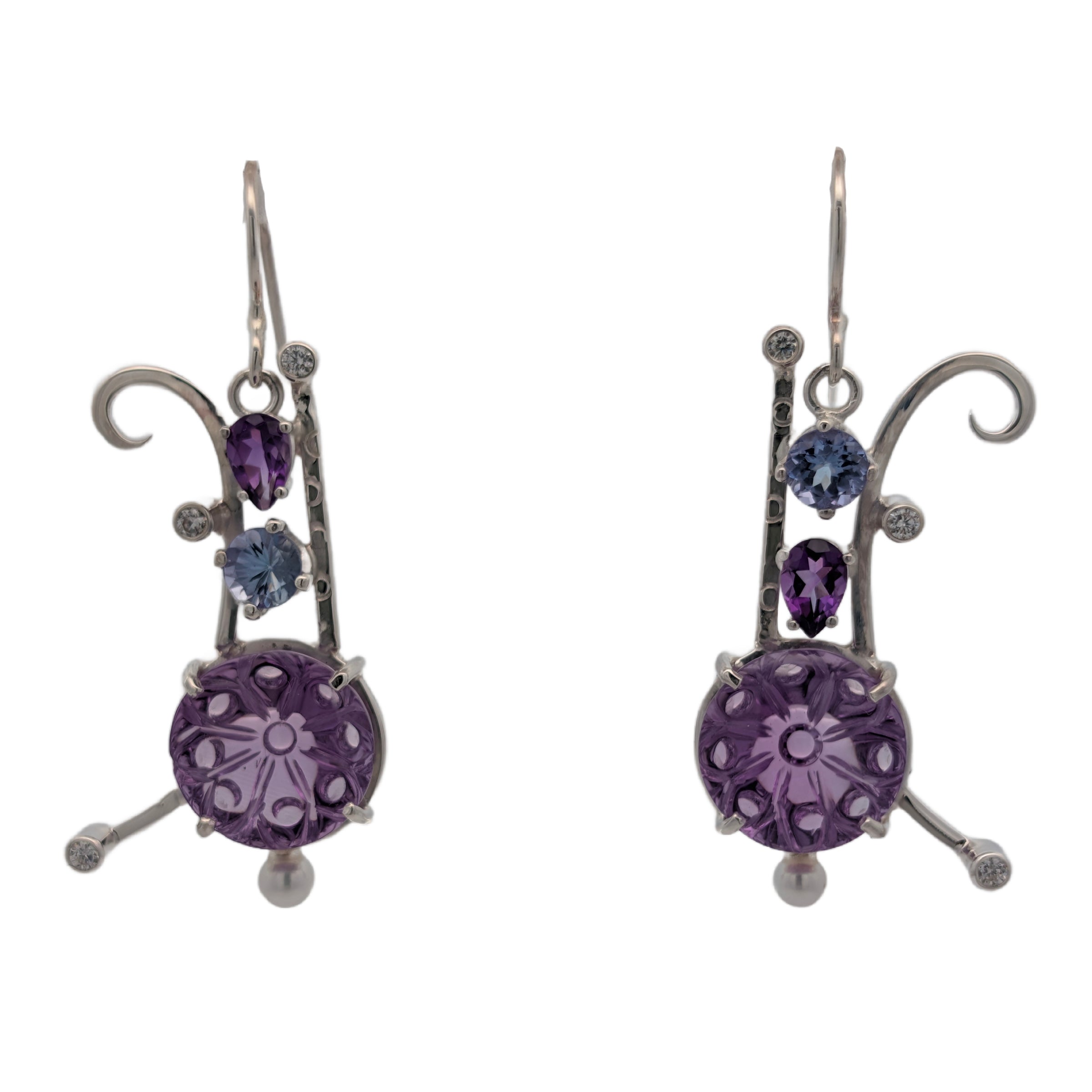 Carved Amethyst Earrings
