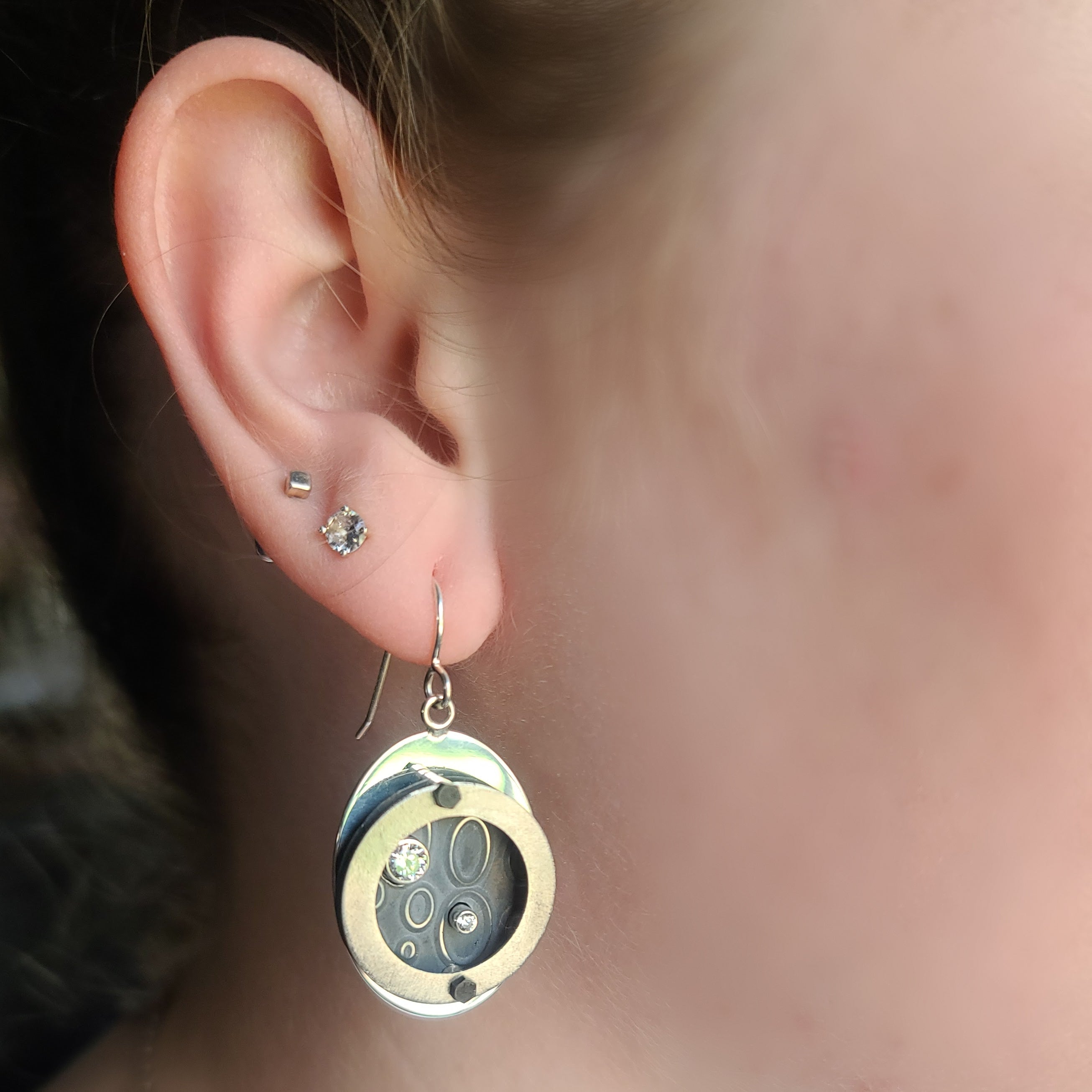 Sterling, Niobium and Cubic Zirconia Earrings