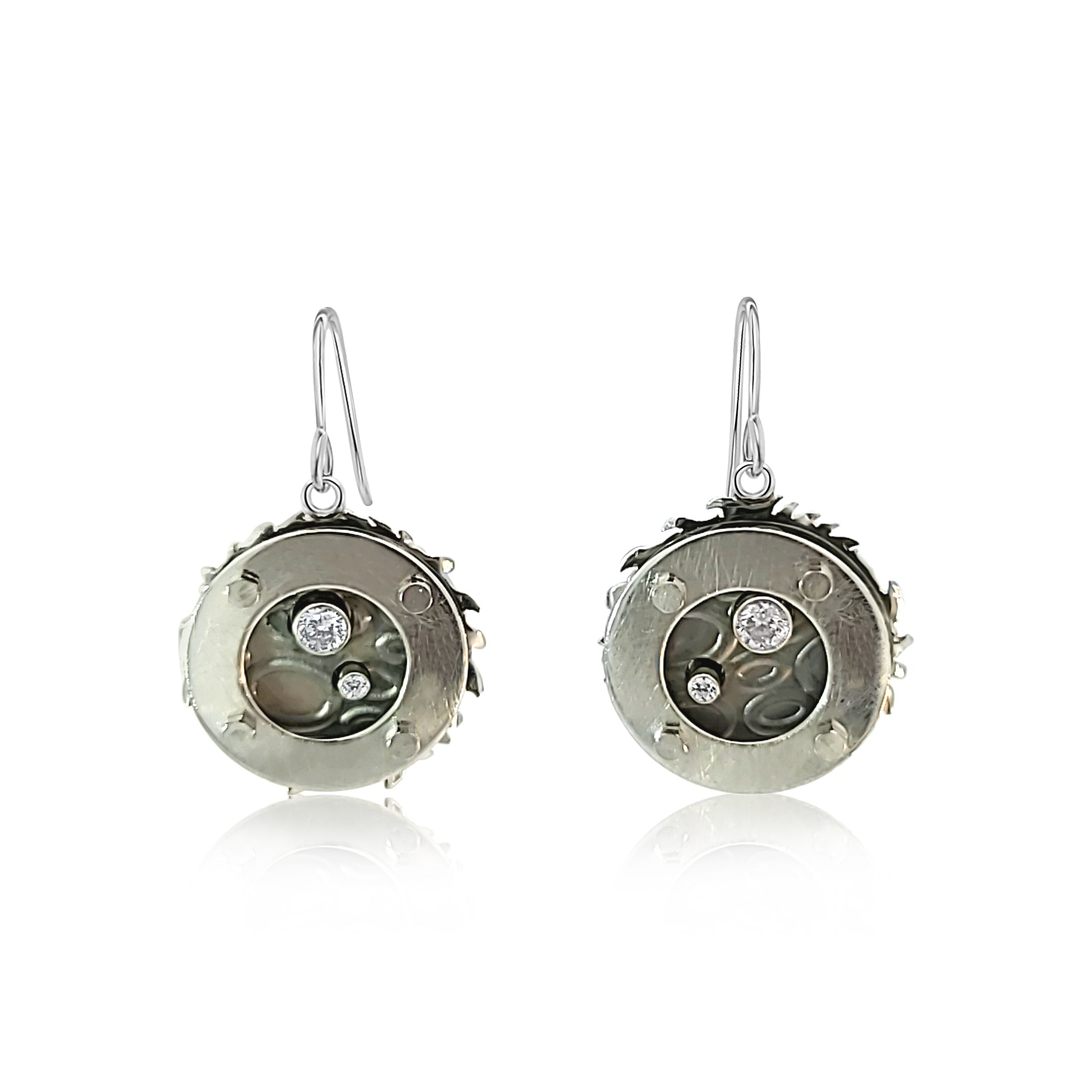 Sterling Silver, Niobium and Cubic Zirconia Earrings