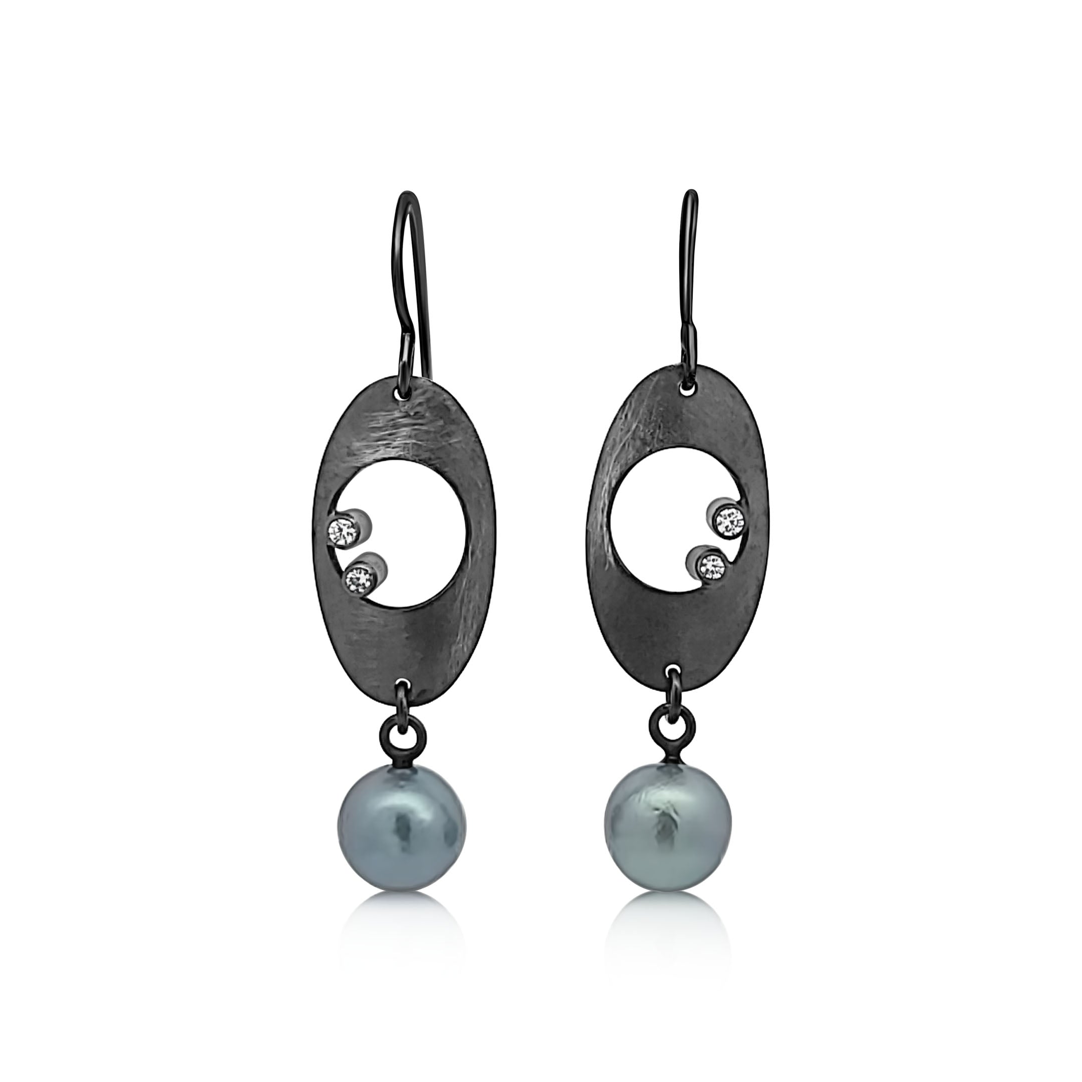 Tahitian Sea Pearl Earrings with Cubic Zirconia