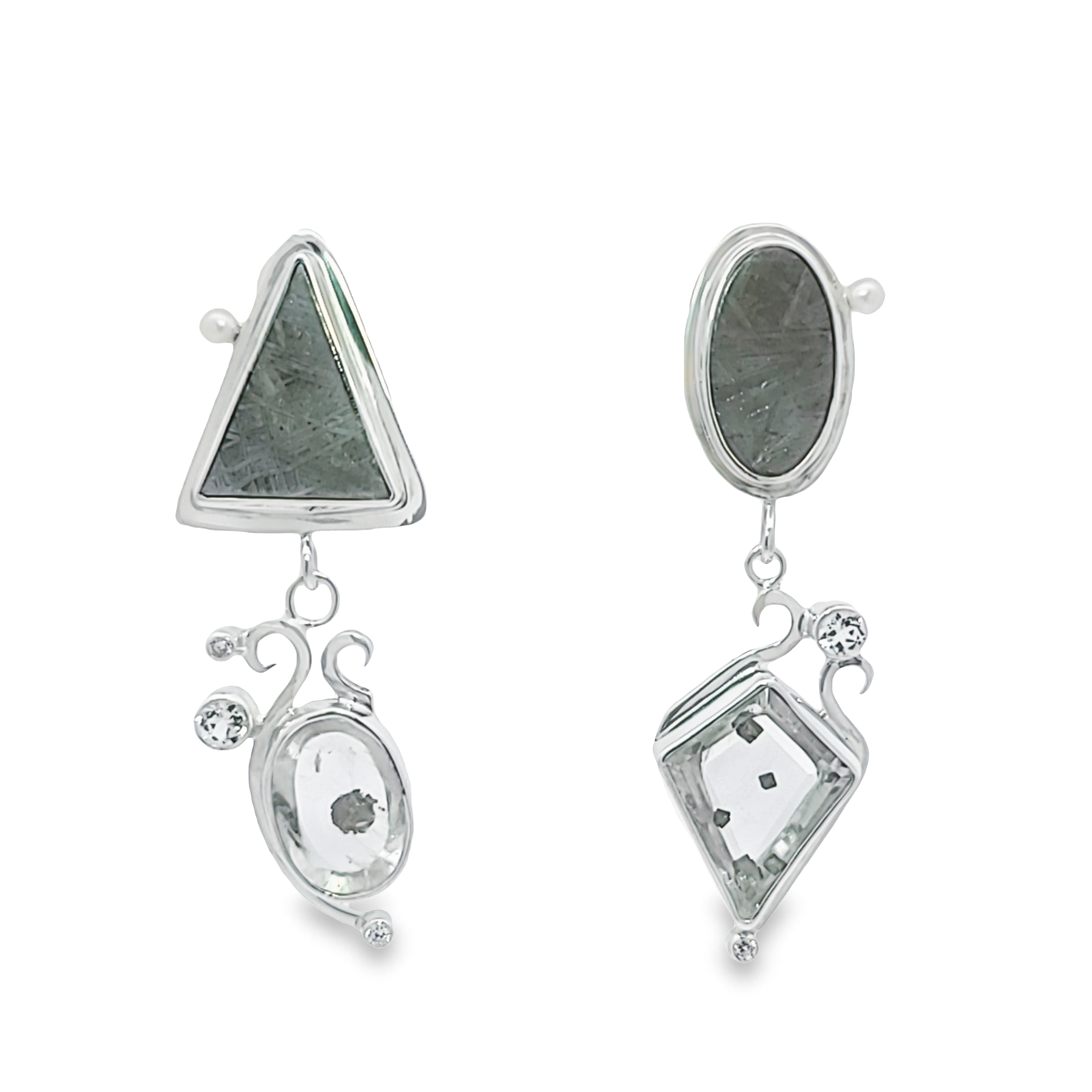 Muonionalusta Meteor and Pyrite in Quartz Earrings