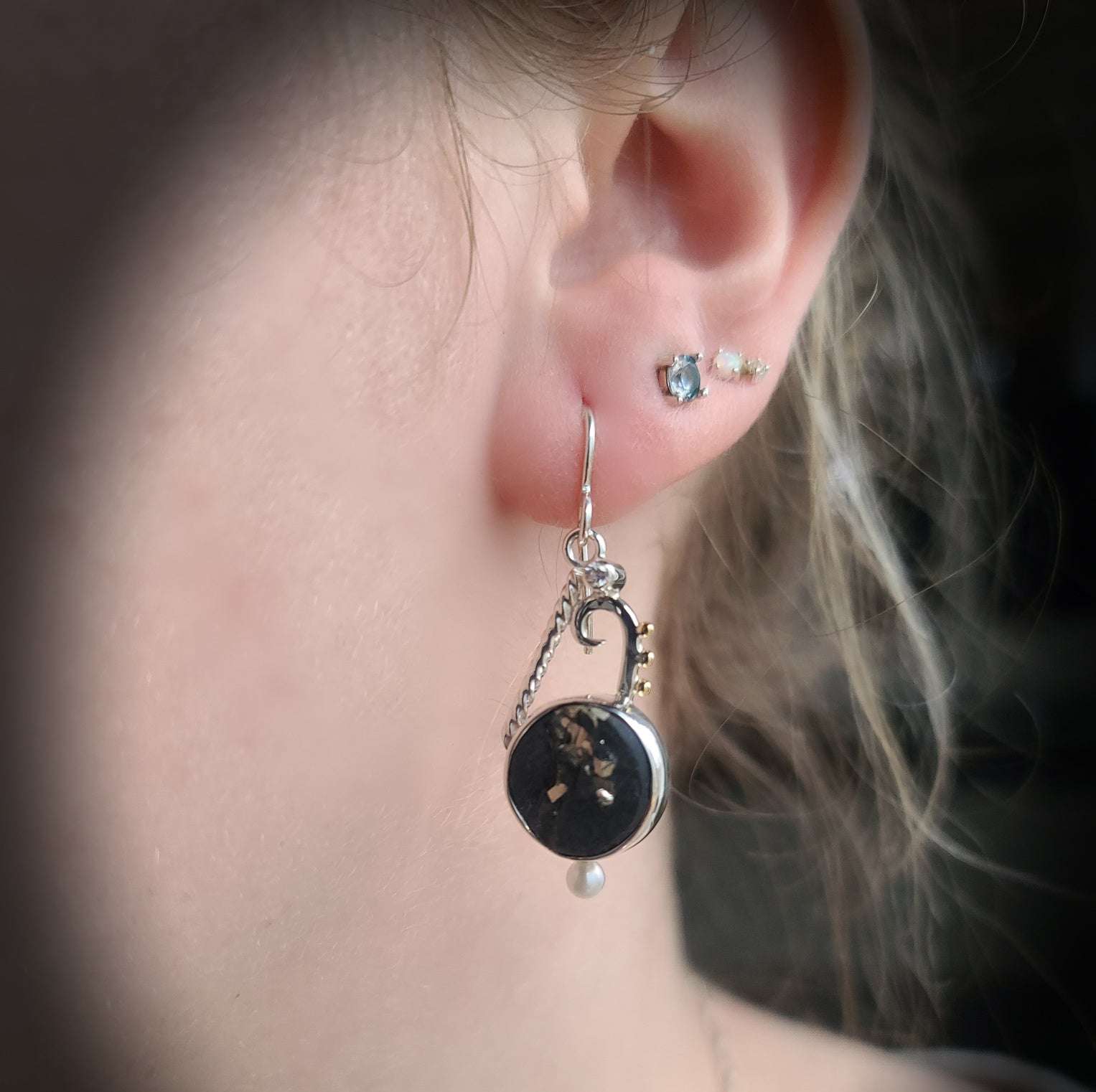 Pyrite in Slate Earrings