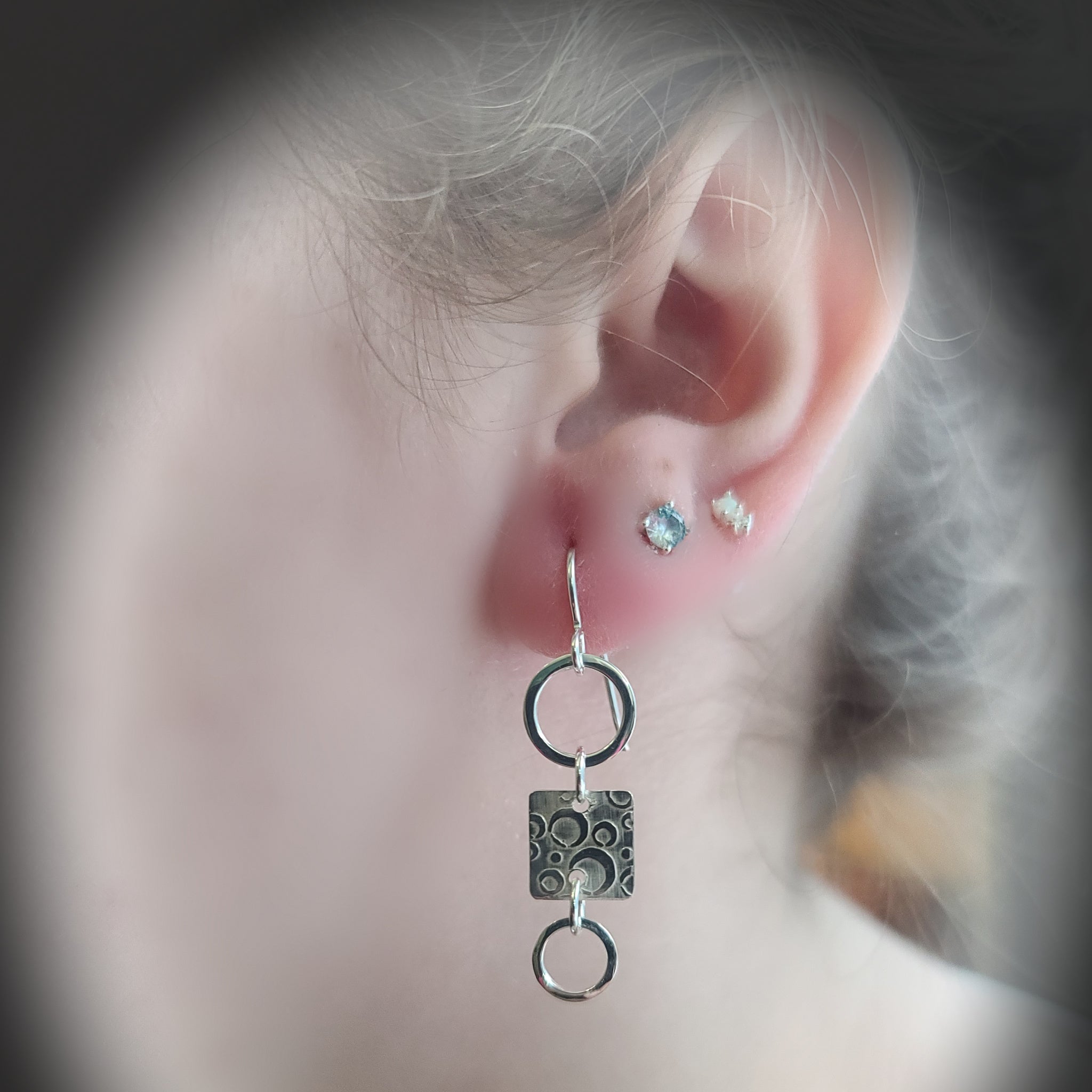 Bubble Circle Earrings with French Hooks