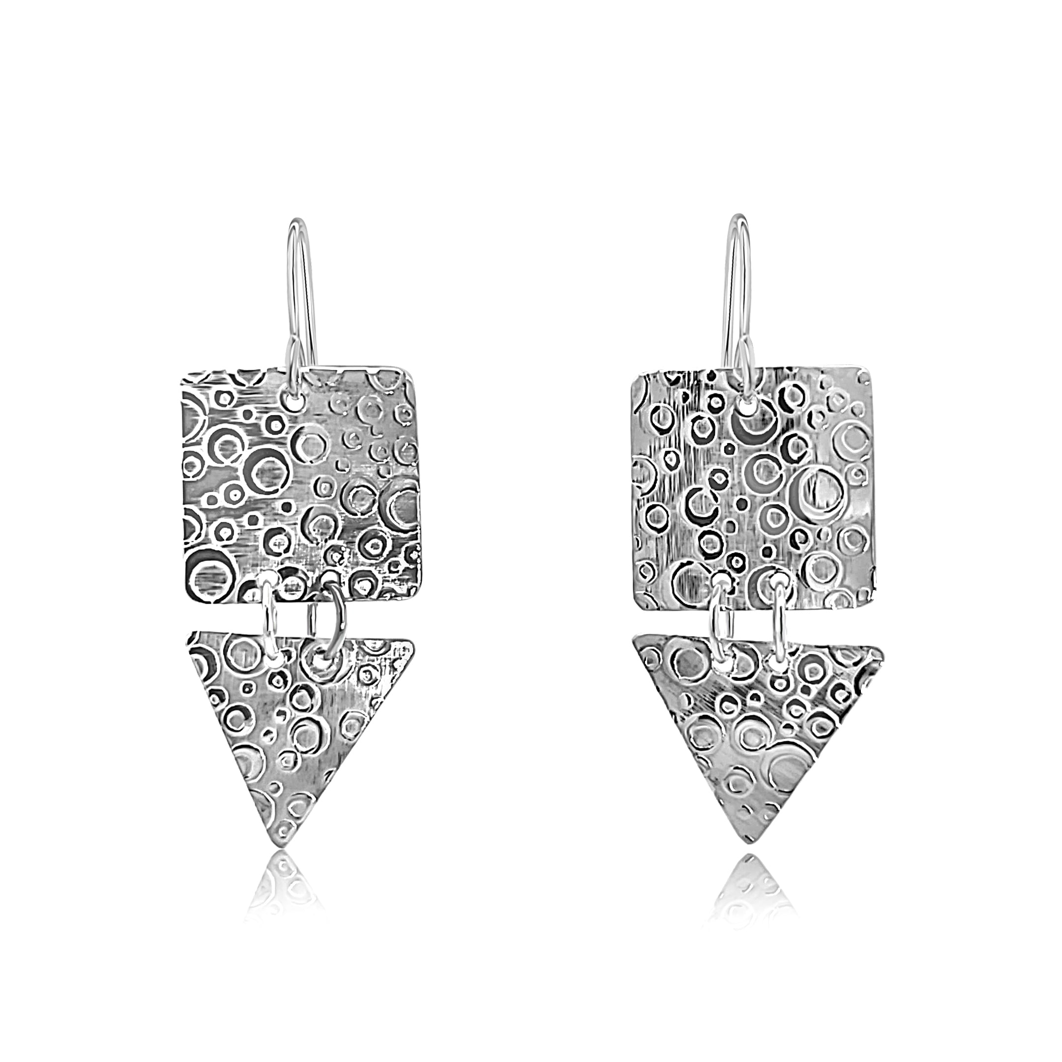Bubble Square and Triangle Earrings