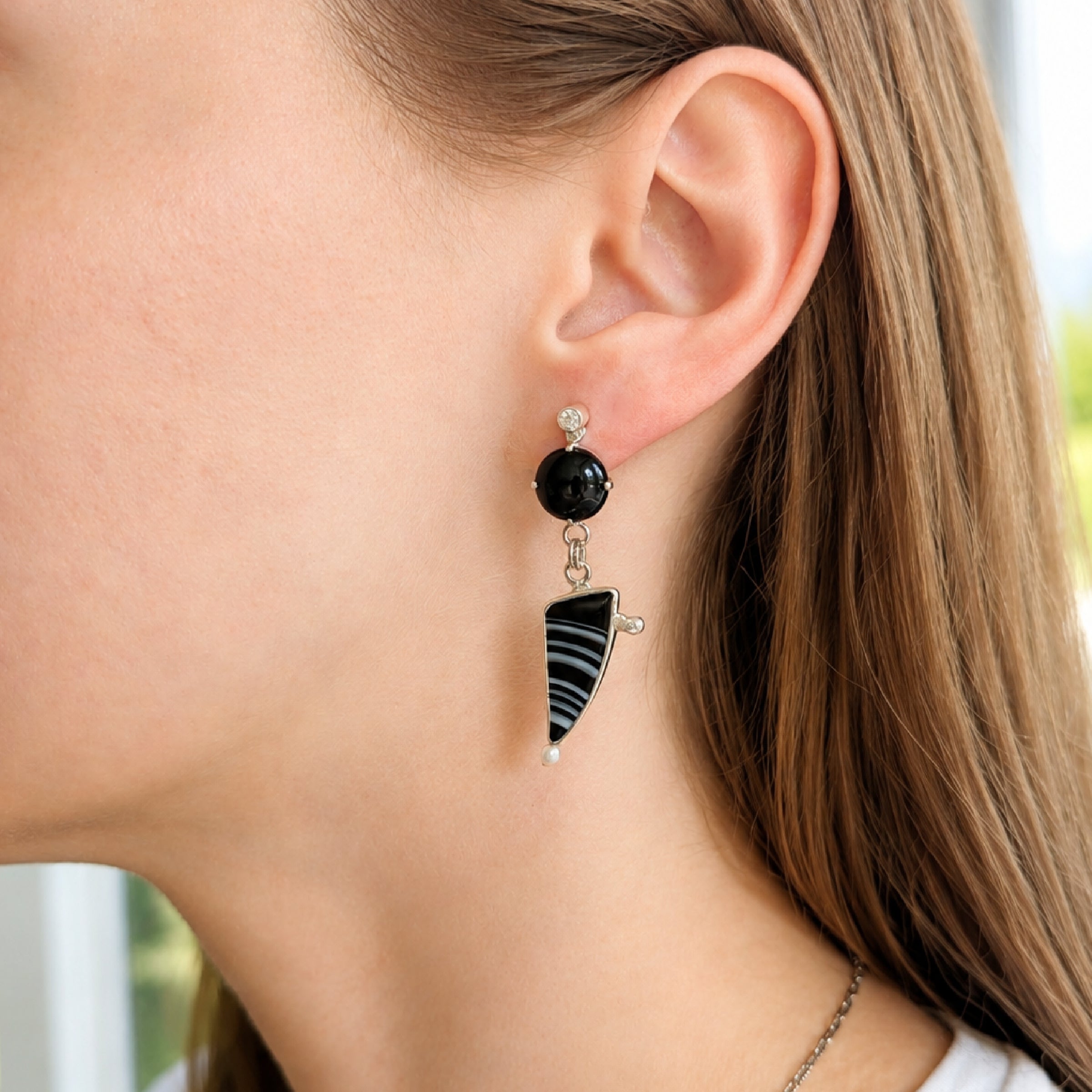 Tuxedo Agate Earrings