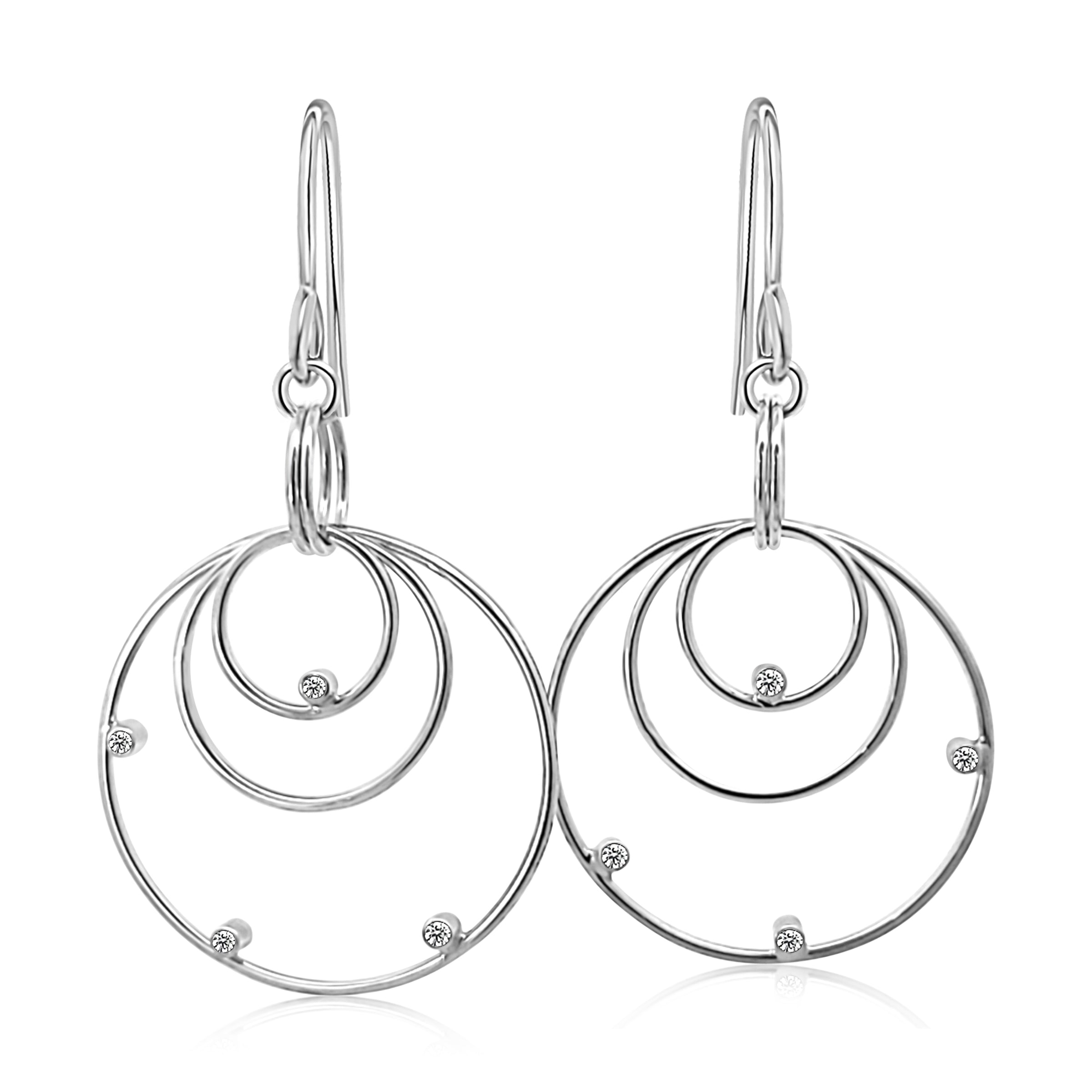 Multi-circle Earrings with Cubic Zirconia