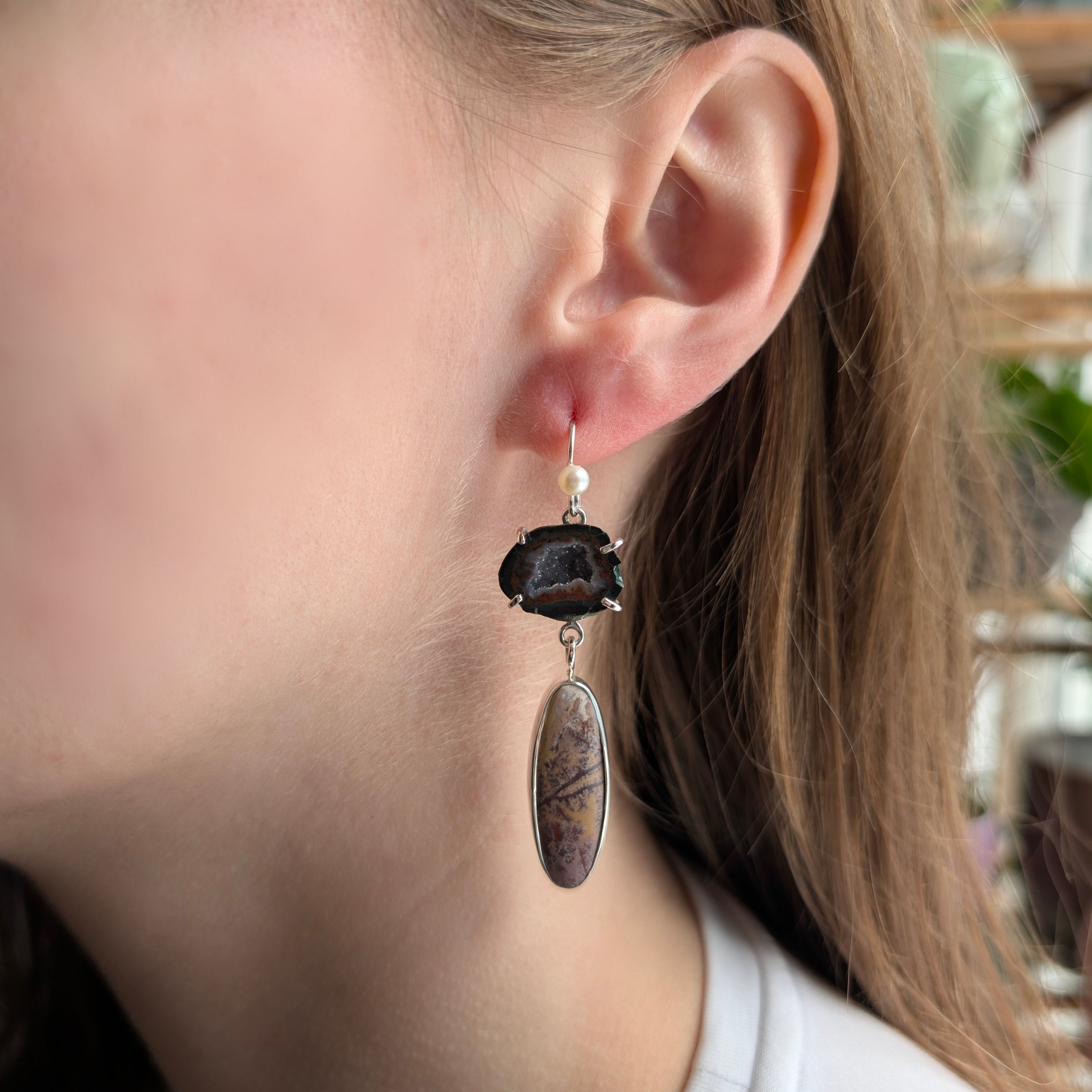Desert Ink Agate Drusy Earrings