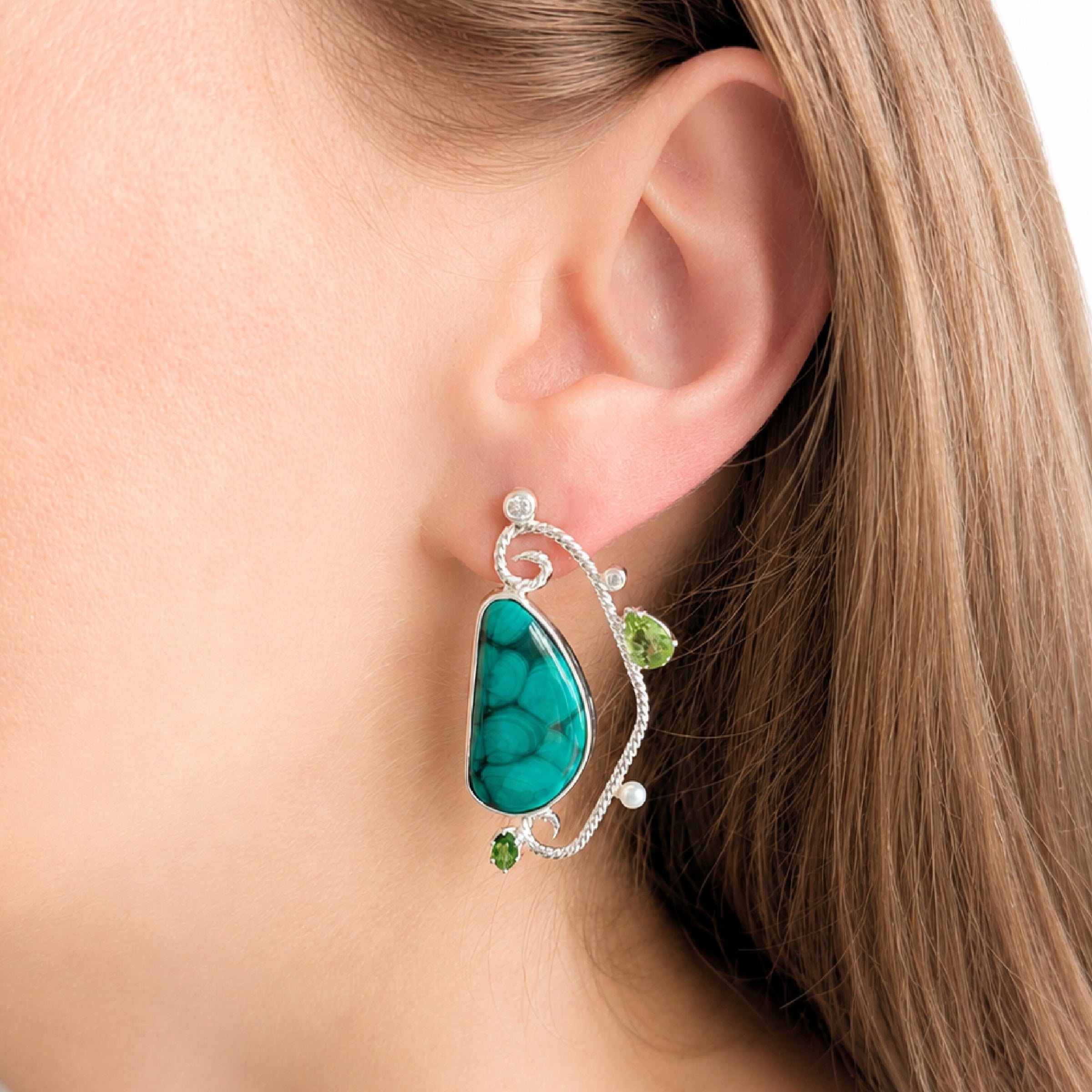 Garden Waltz Malachite Earrings