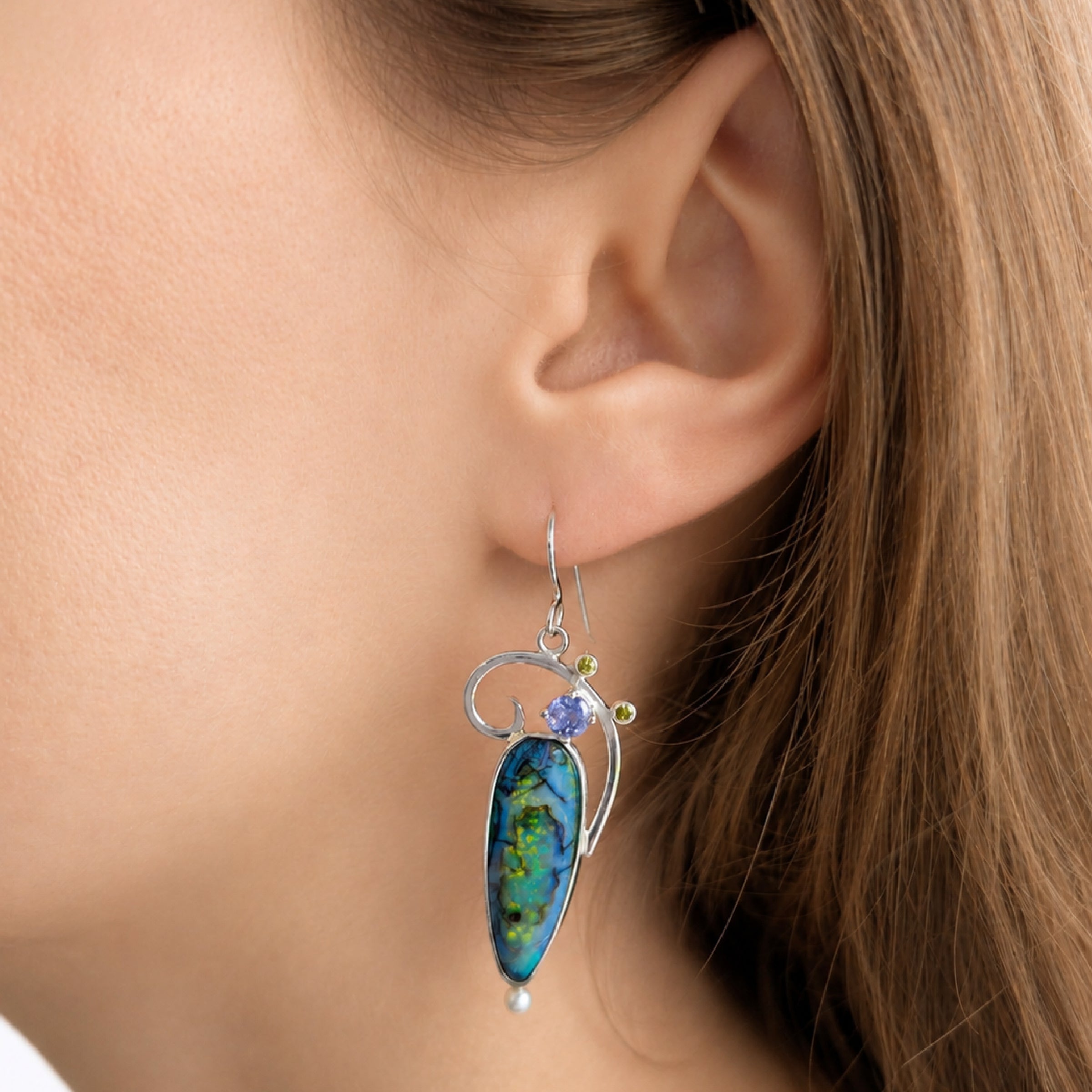 Sterling Opal Moonlight Earrings