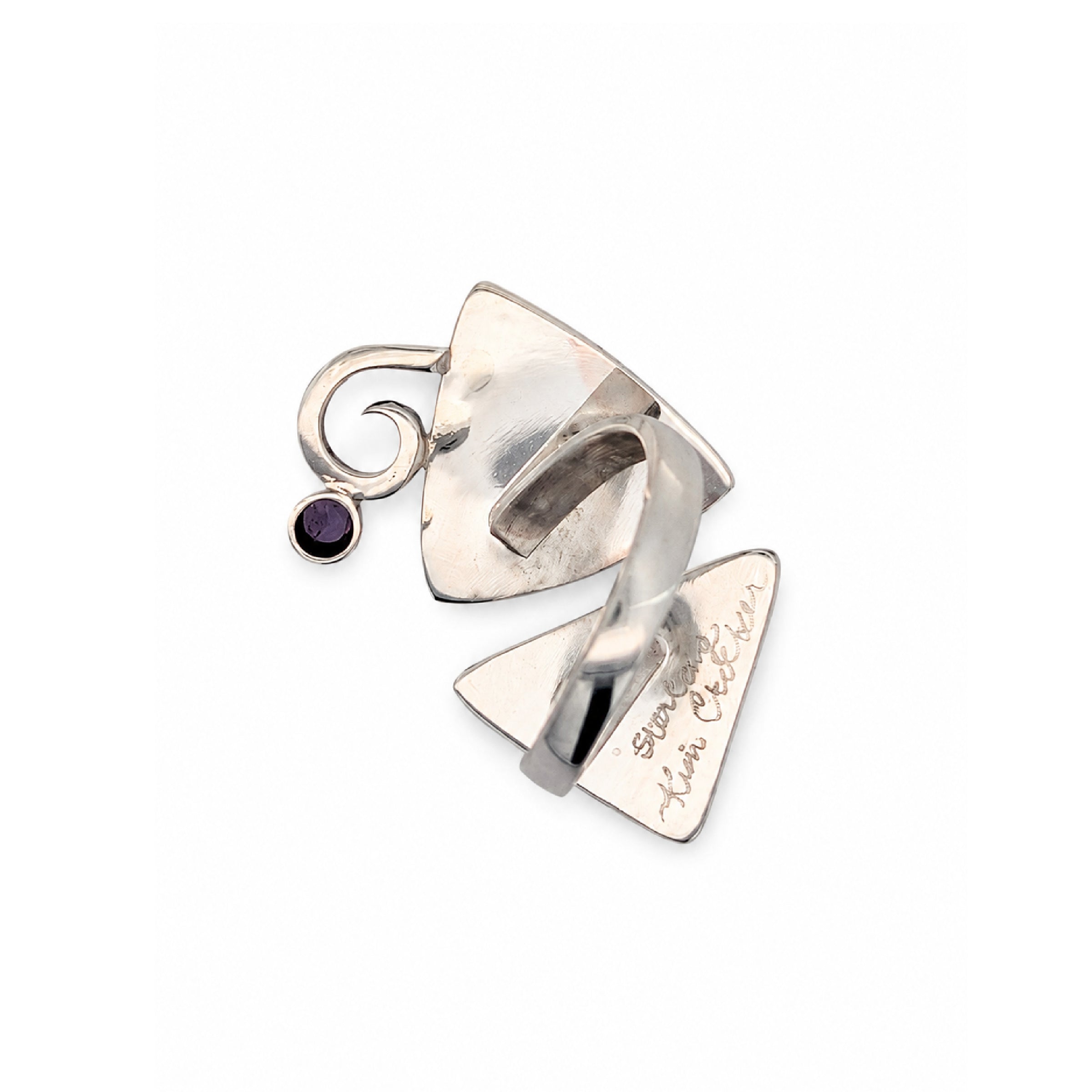 Lavender Landscape Purple Agate Adjustable Ring