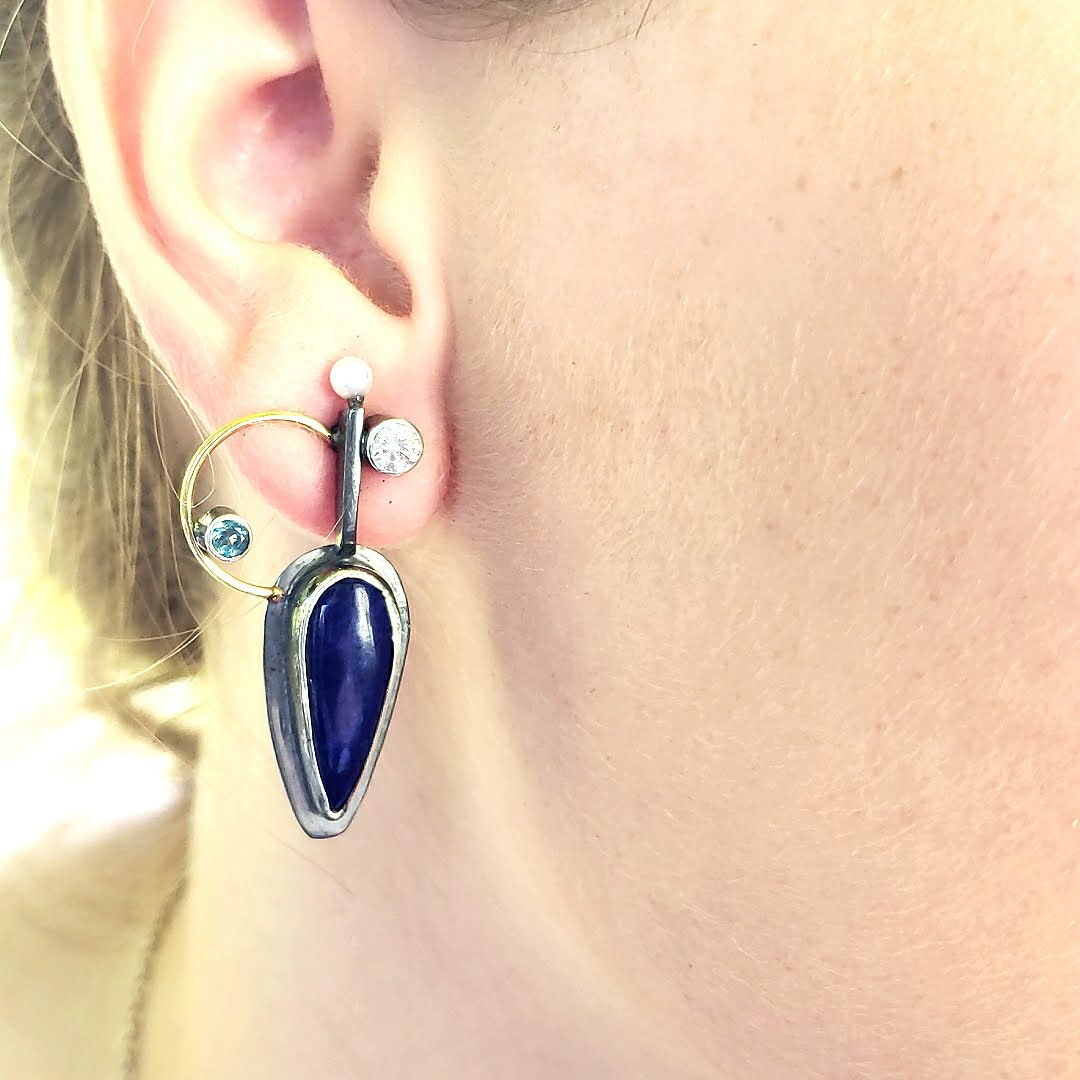 Lapis Earrings with 14k Gold - kim crocker designs