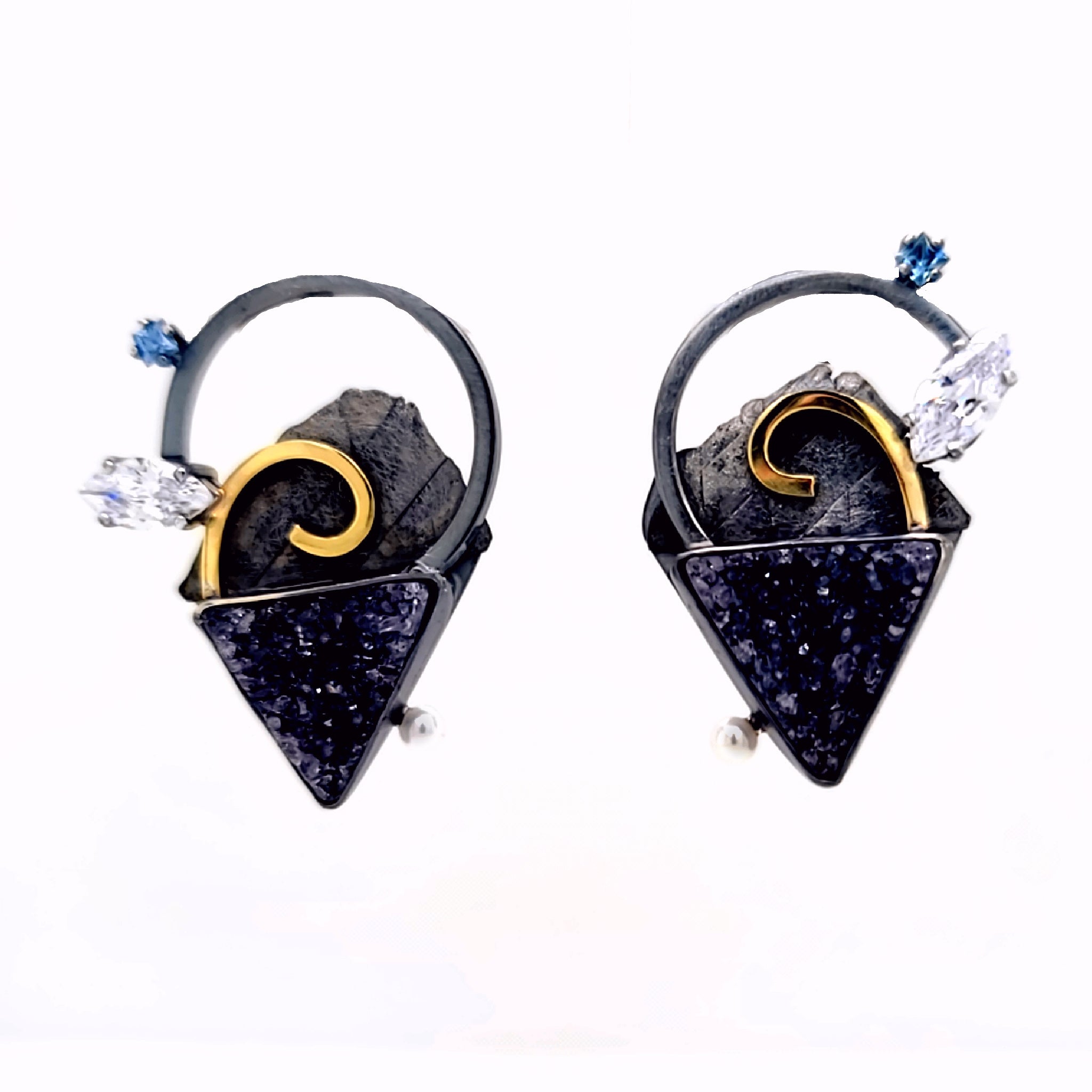 Black Drusy Earrings