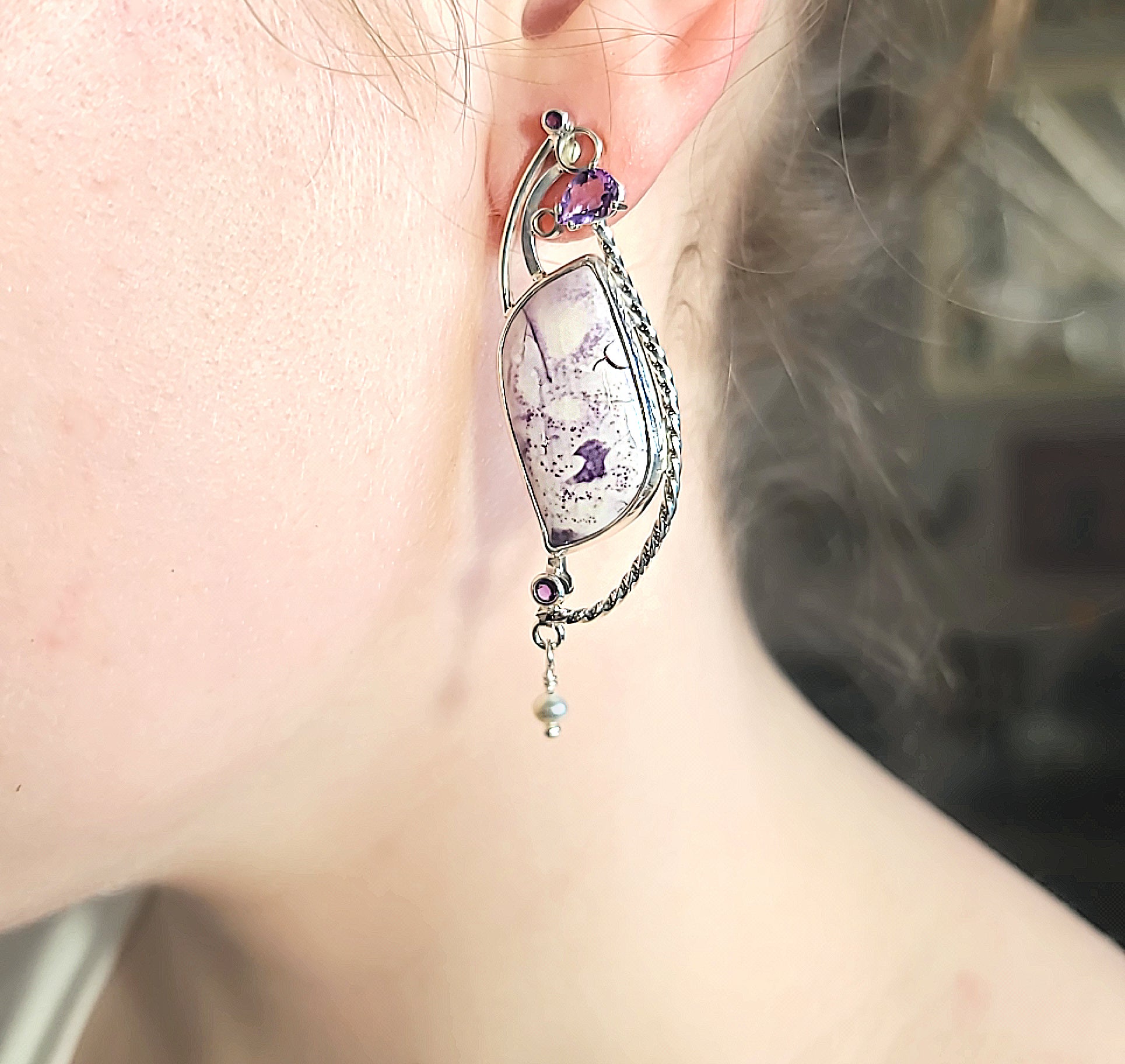Tiffany Stone and Amethyst Earrings
