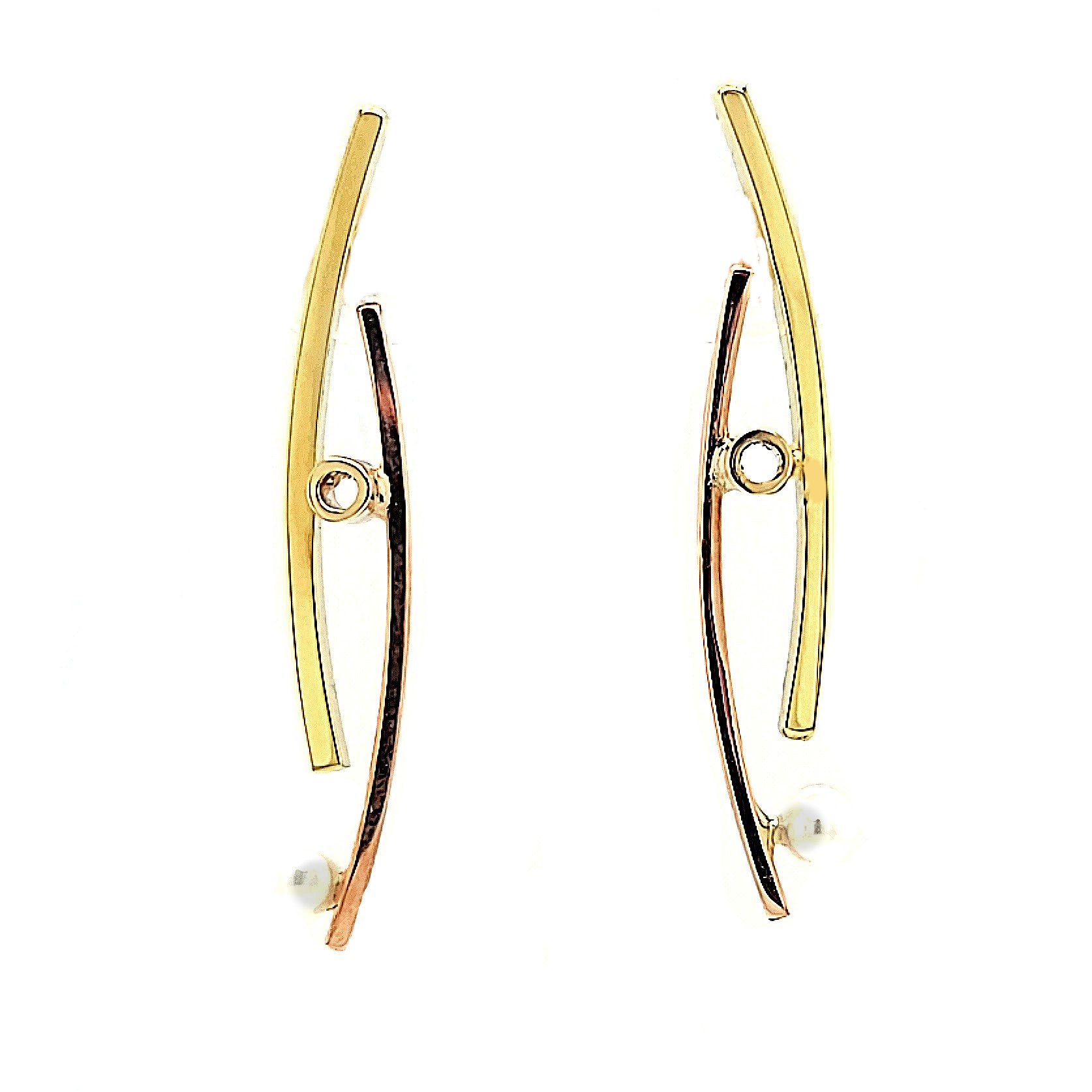 Curved 18k and 14k Gold Earrings
