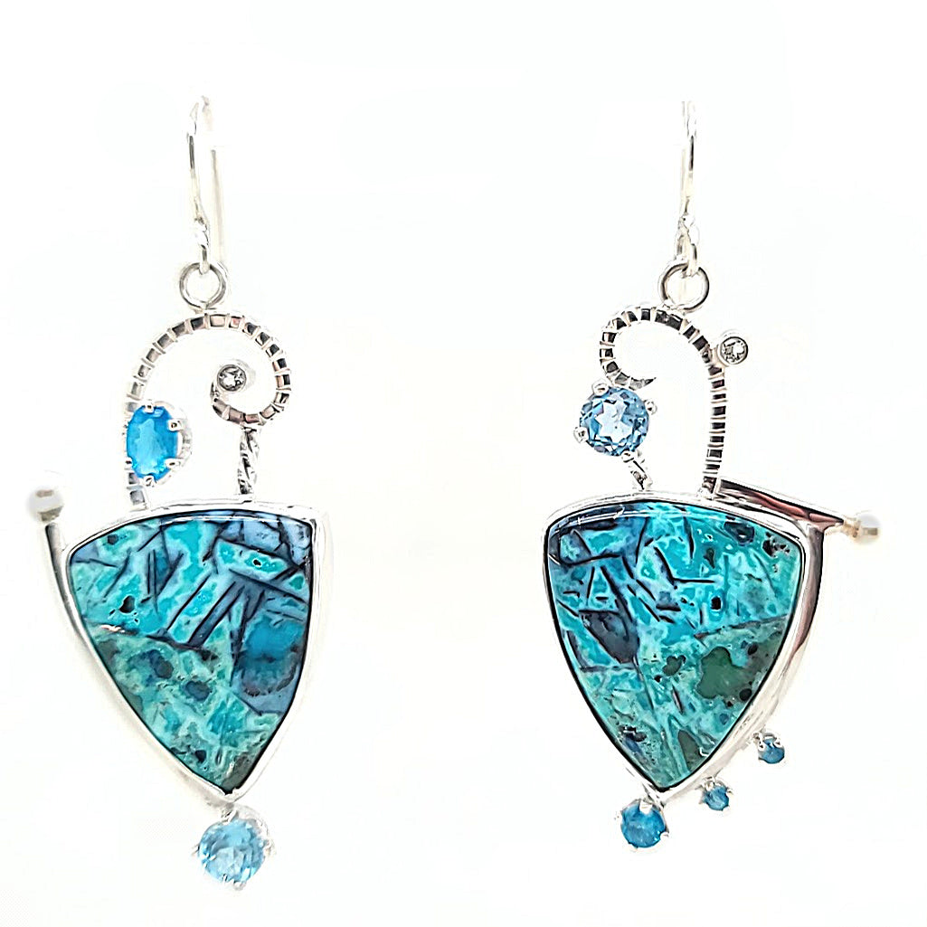 Blue Opal with Copper Earrings