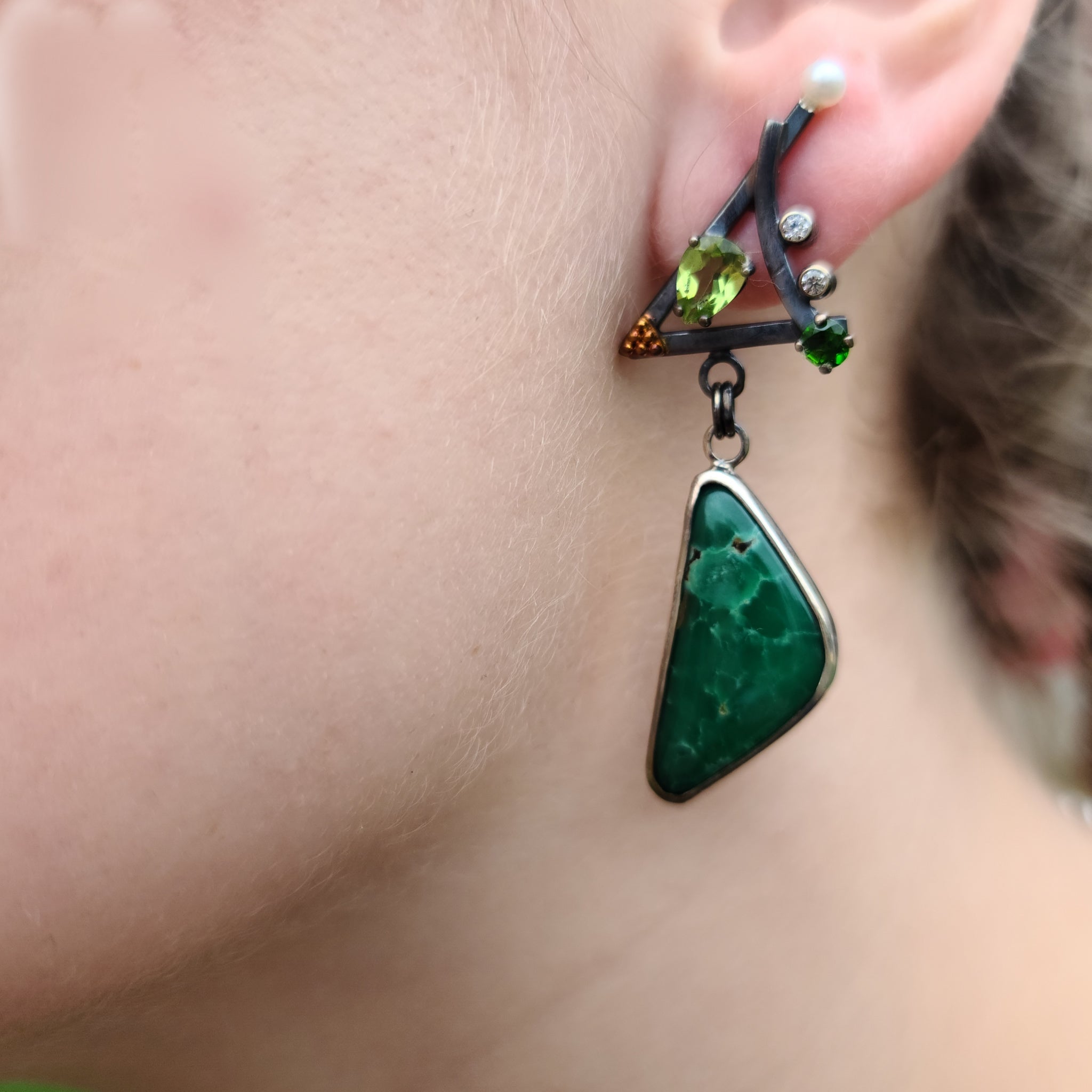 Variscite and Chrome Diopside Earrings