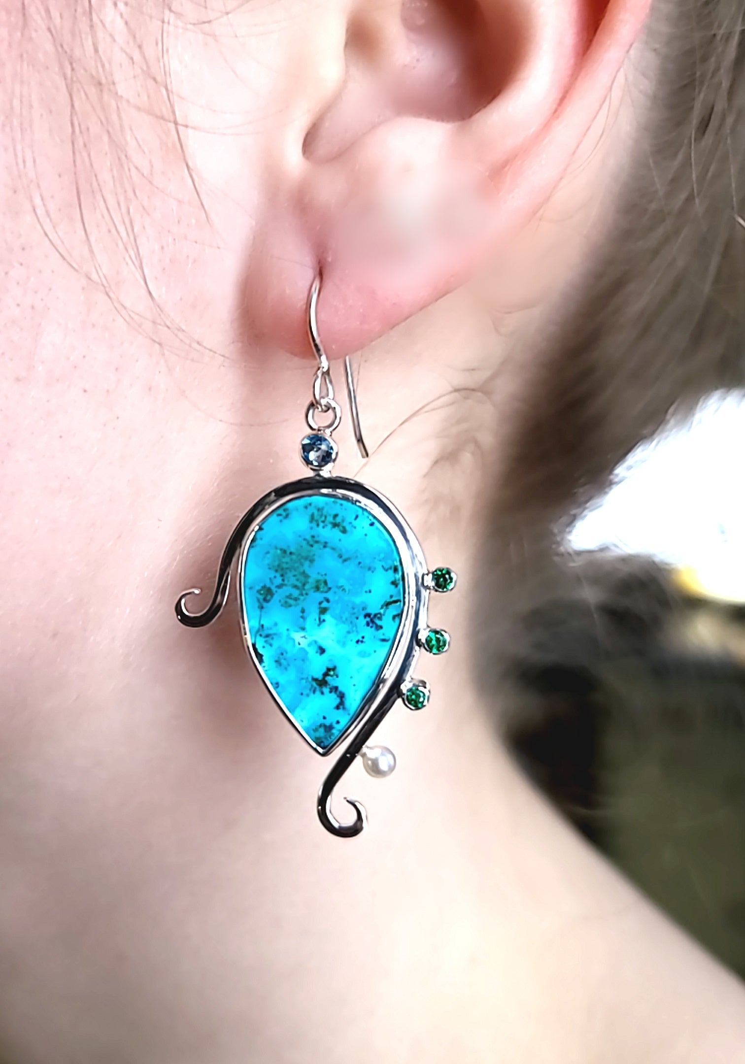 Shattuckite Chrysocolla Earrings