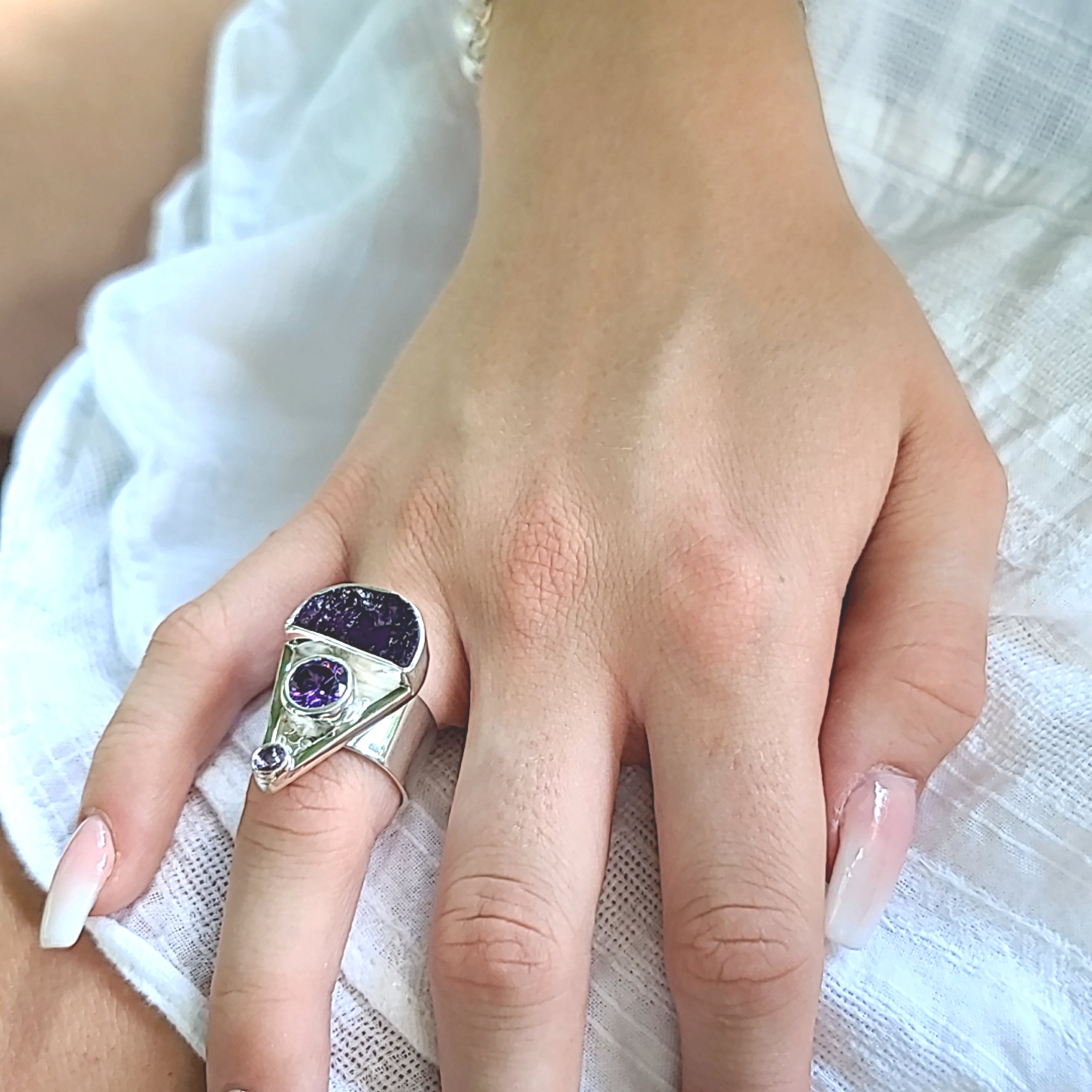 Natural Surface Amethyst Ring