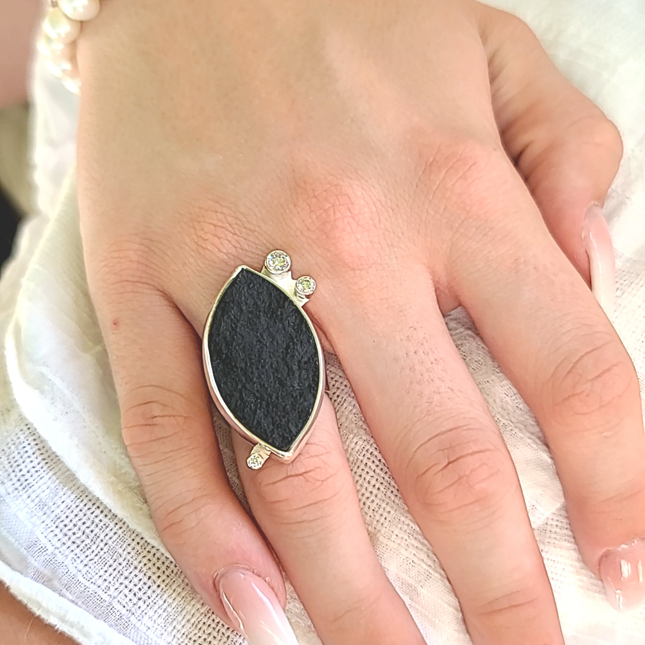 Natural Surface Black Onyx Ring