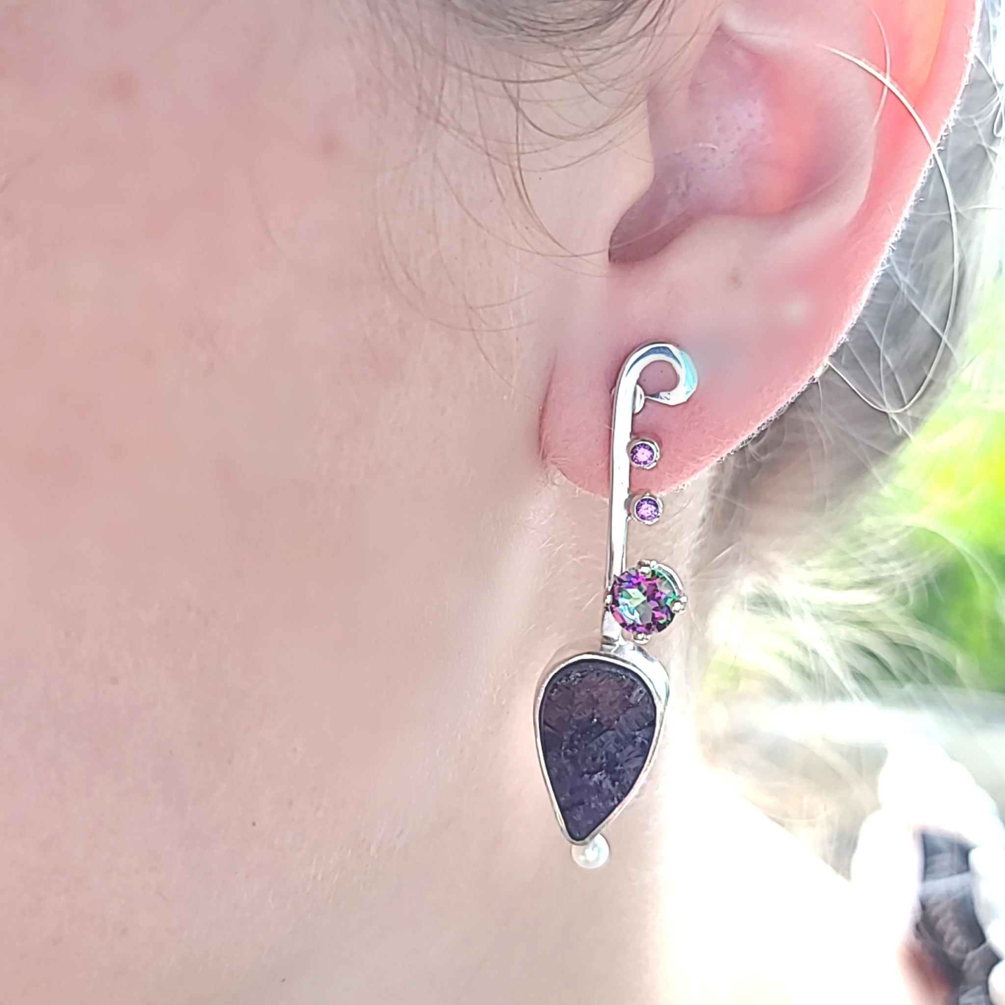 Natural Surface Amethyst Earrings