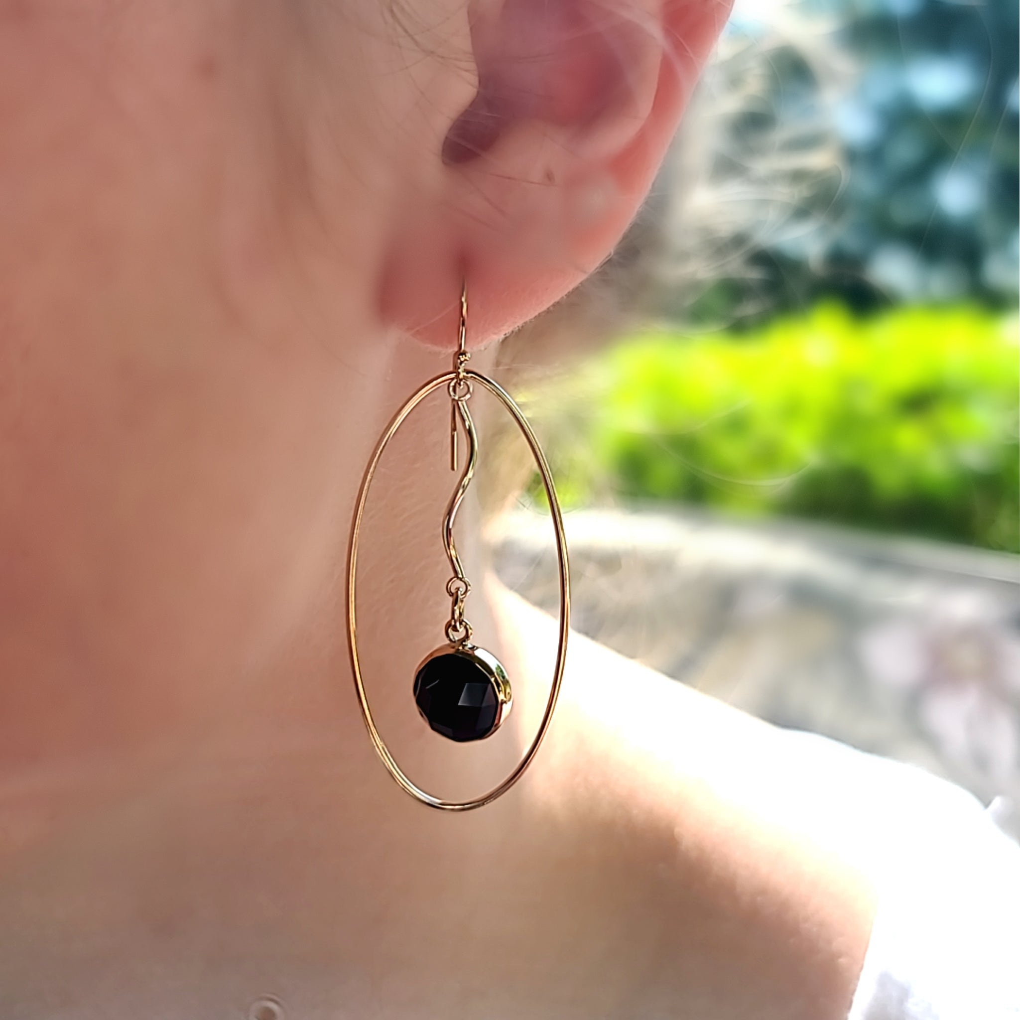 Checkerboard Black Onyx GF Earrings