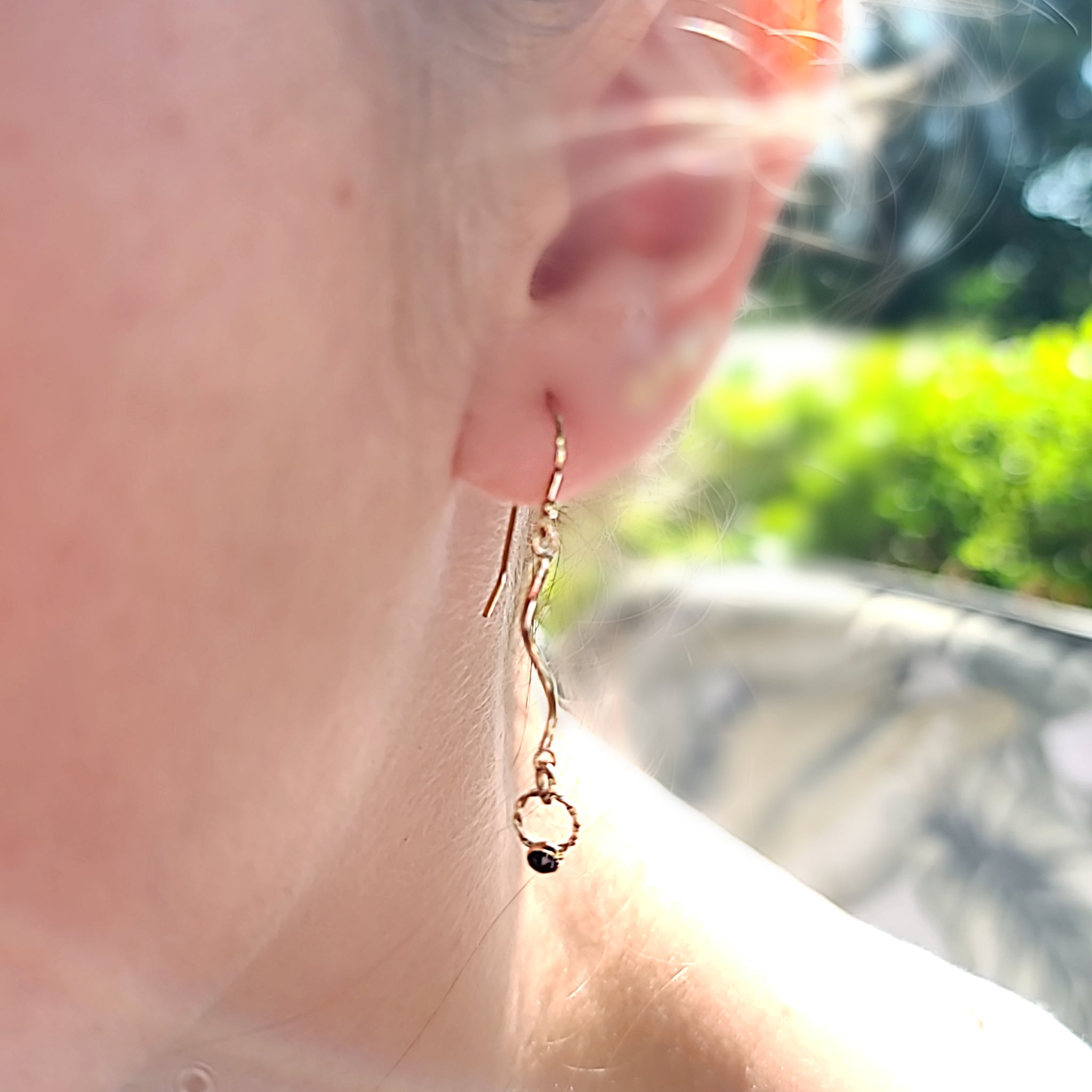 Rose Cut Black Onyx GF Earrings