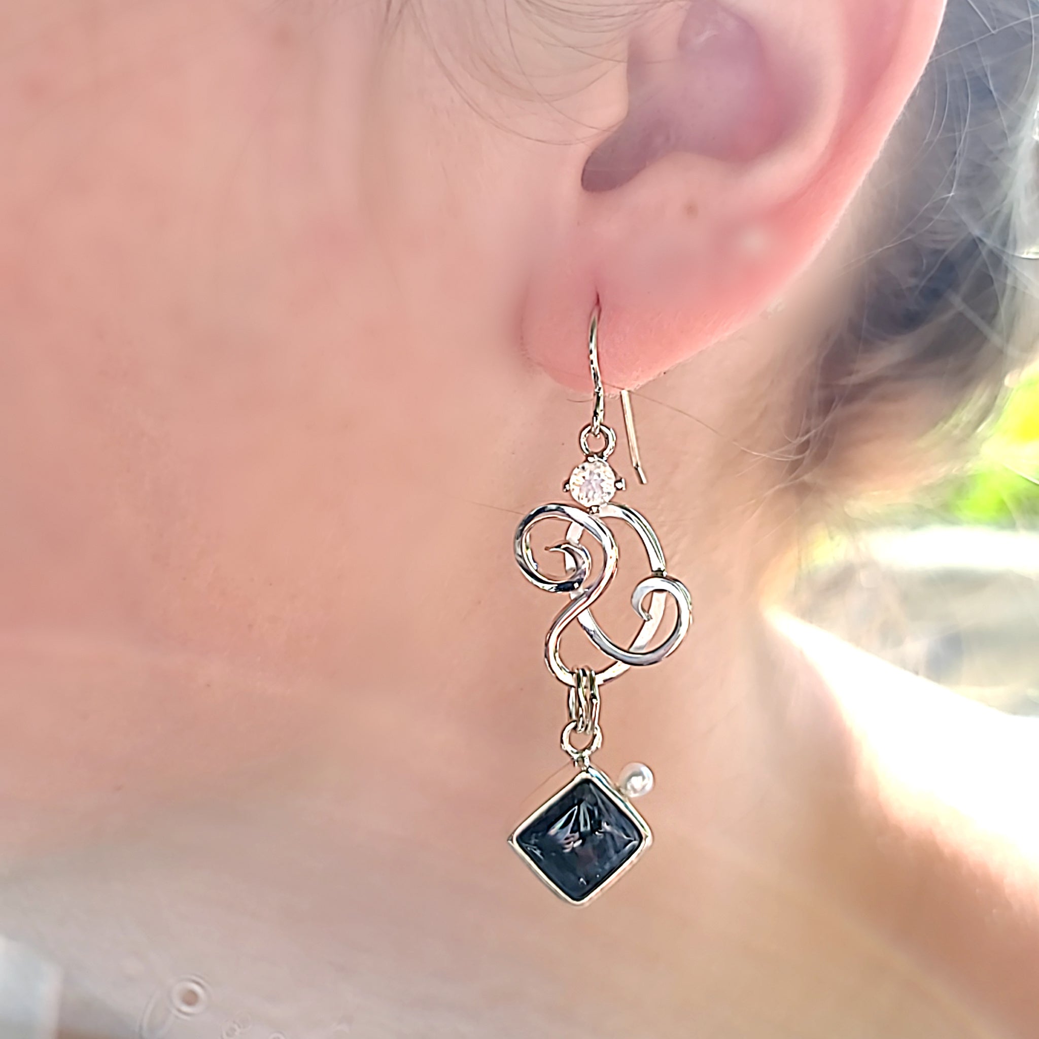 Petersite and Rainbow Moonstone Earrings