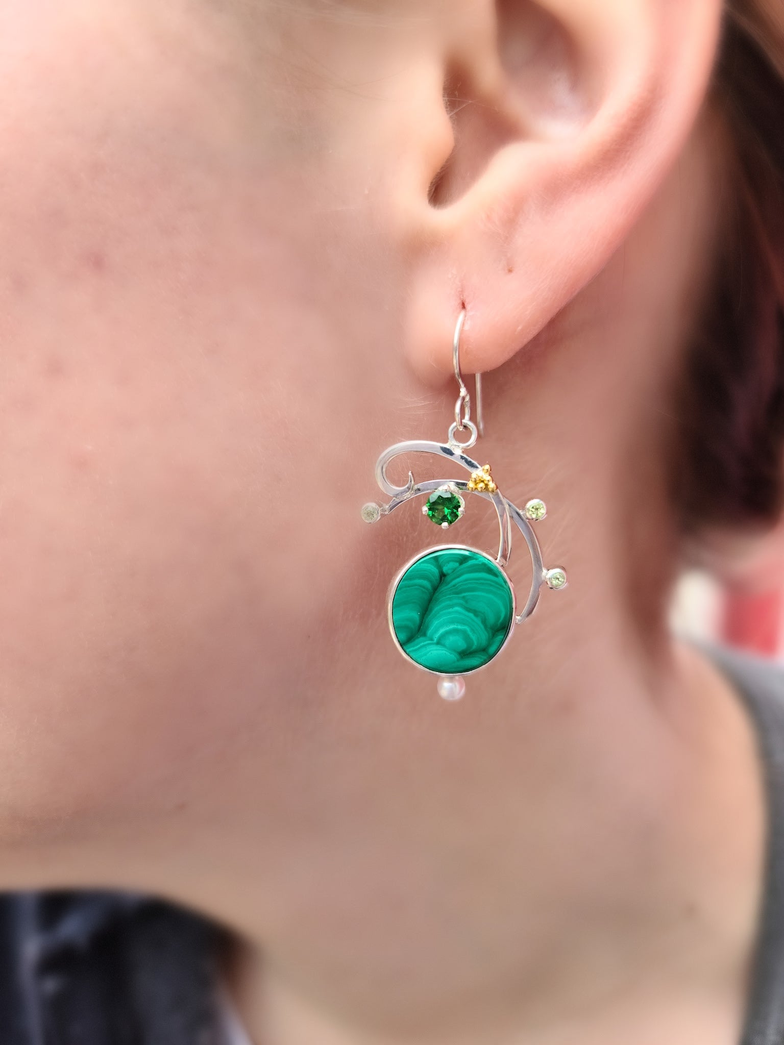 Swirly Malachite Earrings